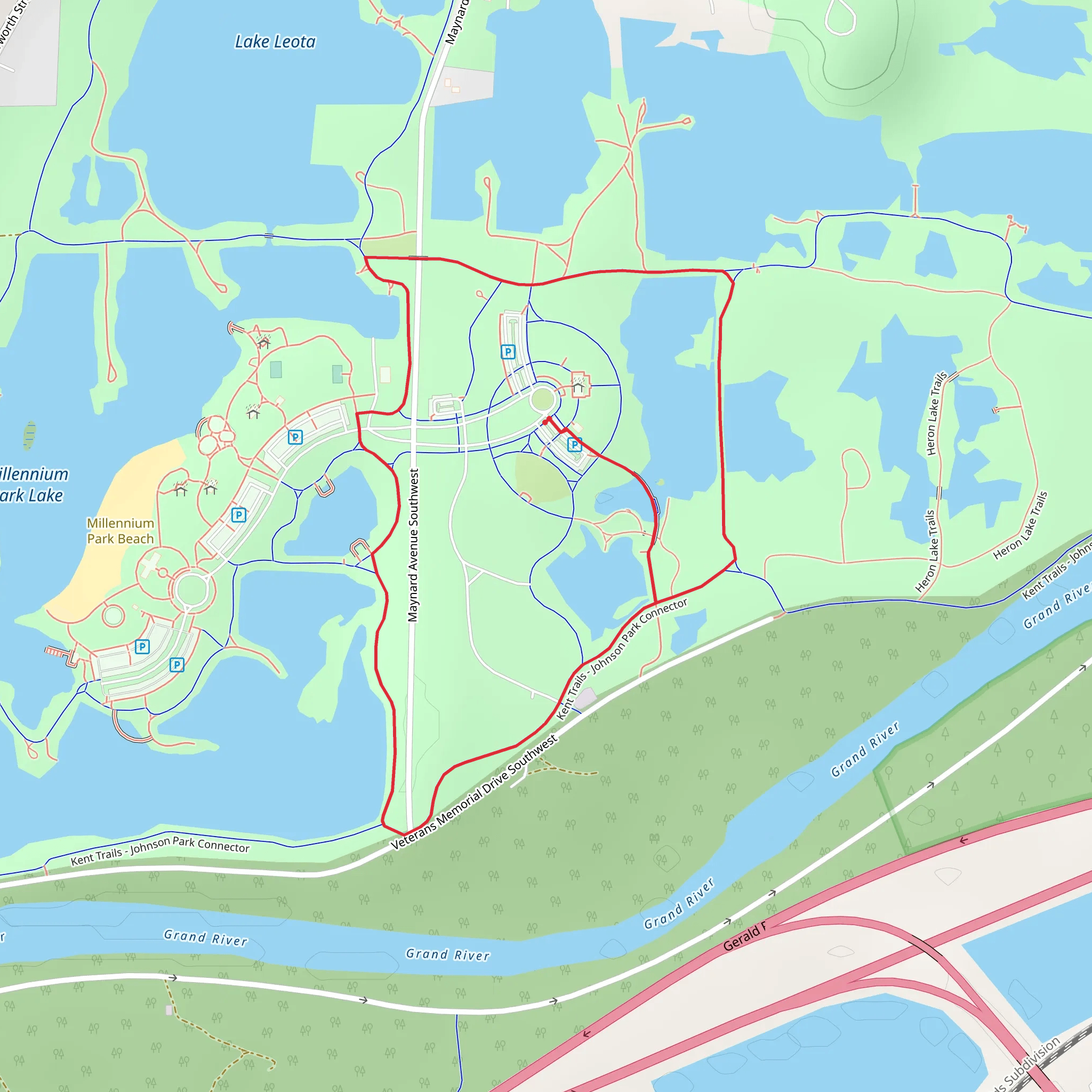 Millenium Park and Kent Trails - Johnson Park Connector Loop mobile static map