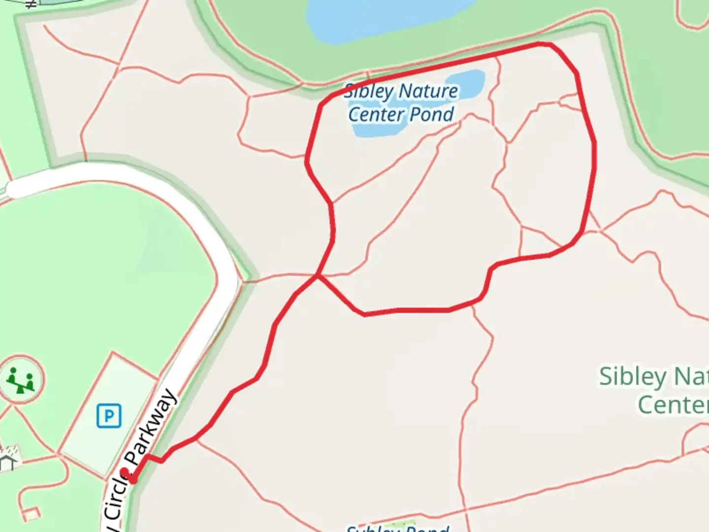 An image depicting the trail Sibley Nature Center Pond Loop and its surrounding area.