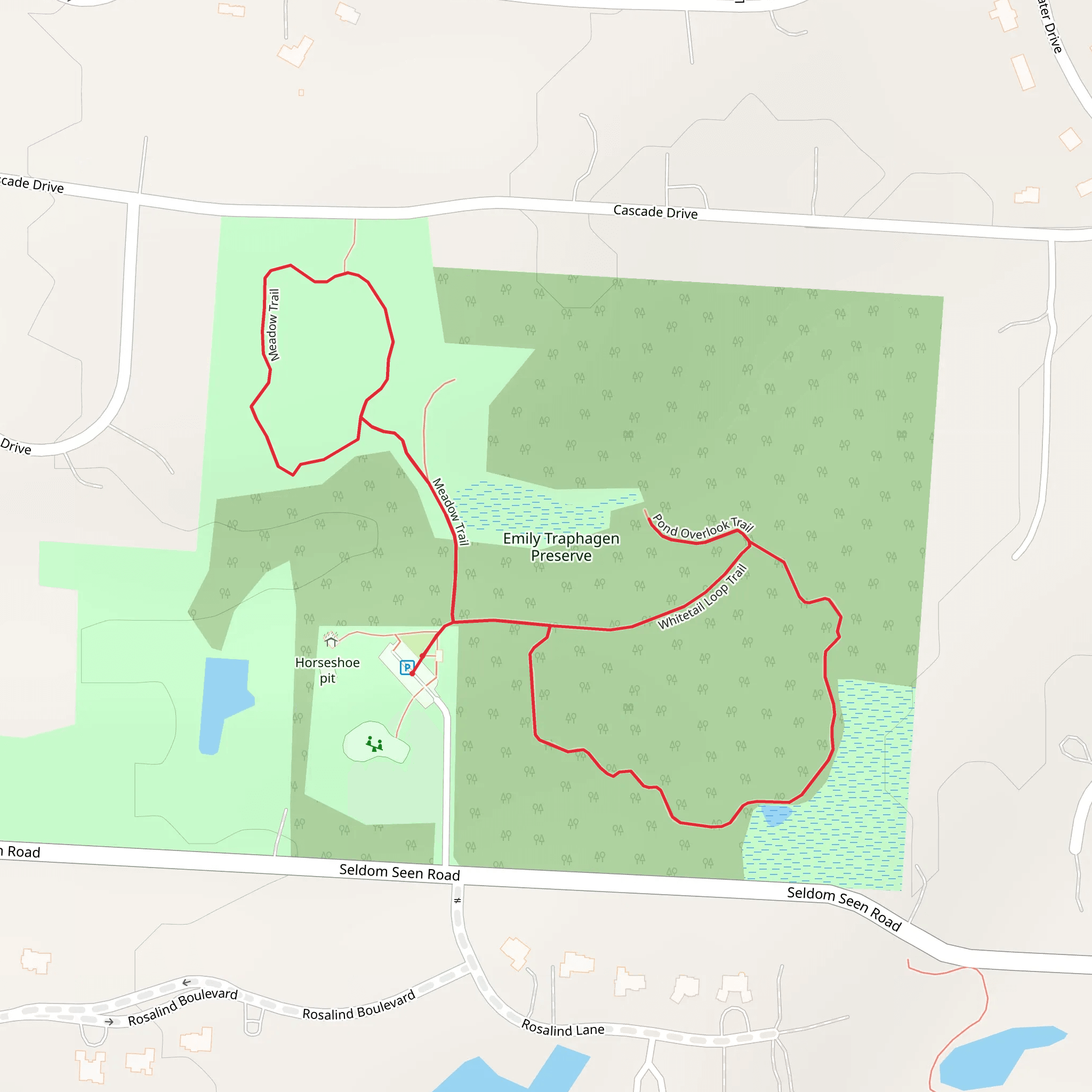 Meadow Trail and Whitetail Loop Trail in Emily Traphagen Preserve mobile static map