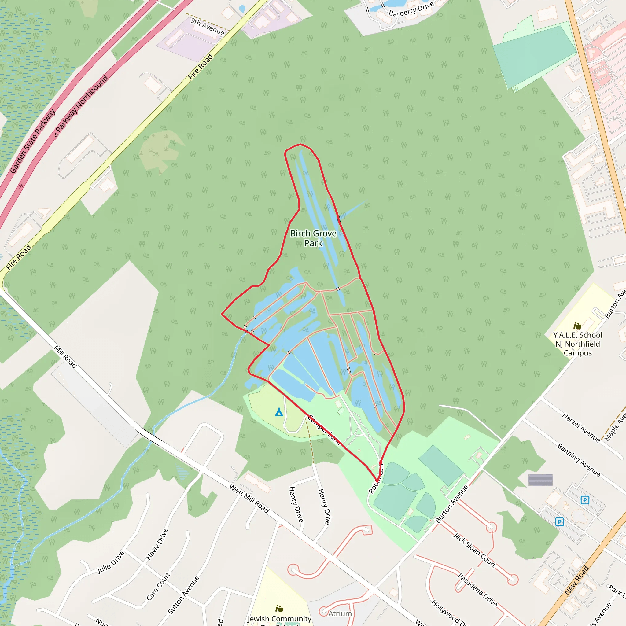 Birch Grove Park Loop mobile static map