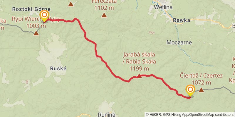 Trans Carpathian Hike stage 39 Map