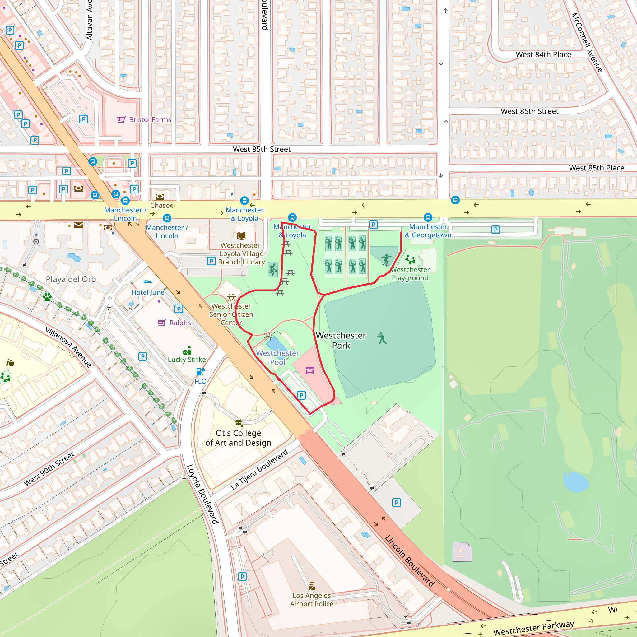 Westchester Park Loop mobile static map