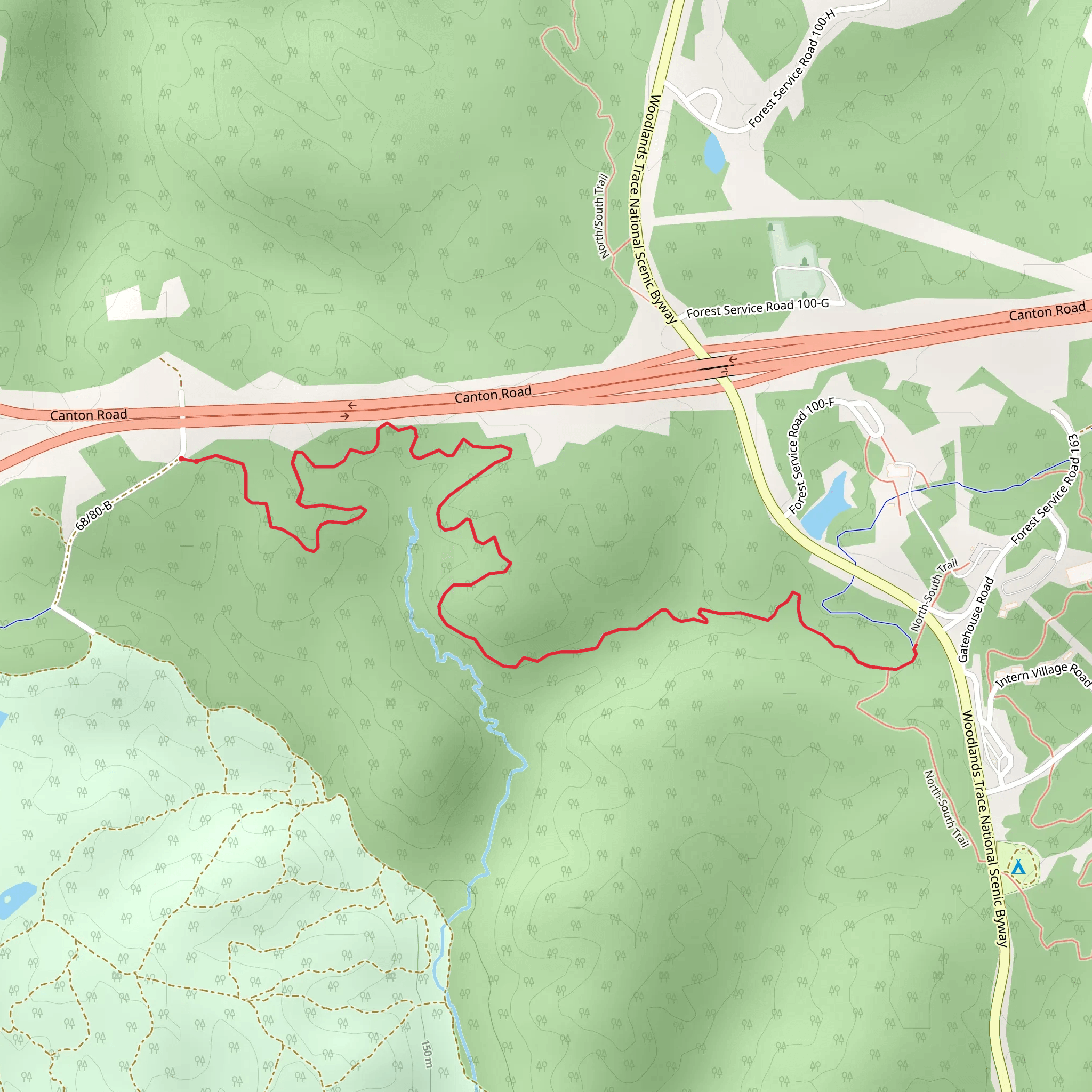 Central Hardwoods Scenic Trail Out and Back mobile static map