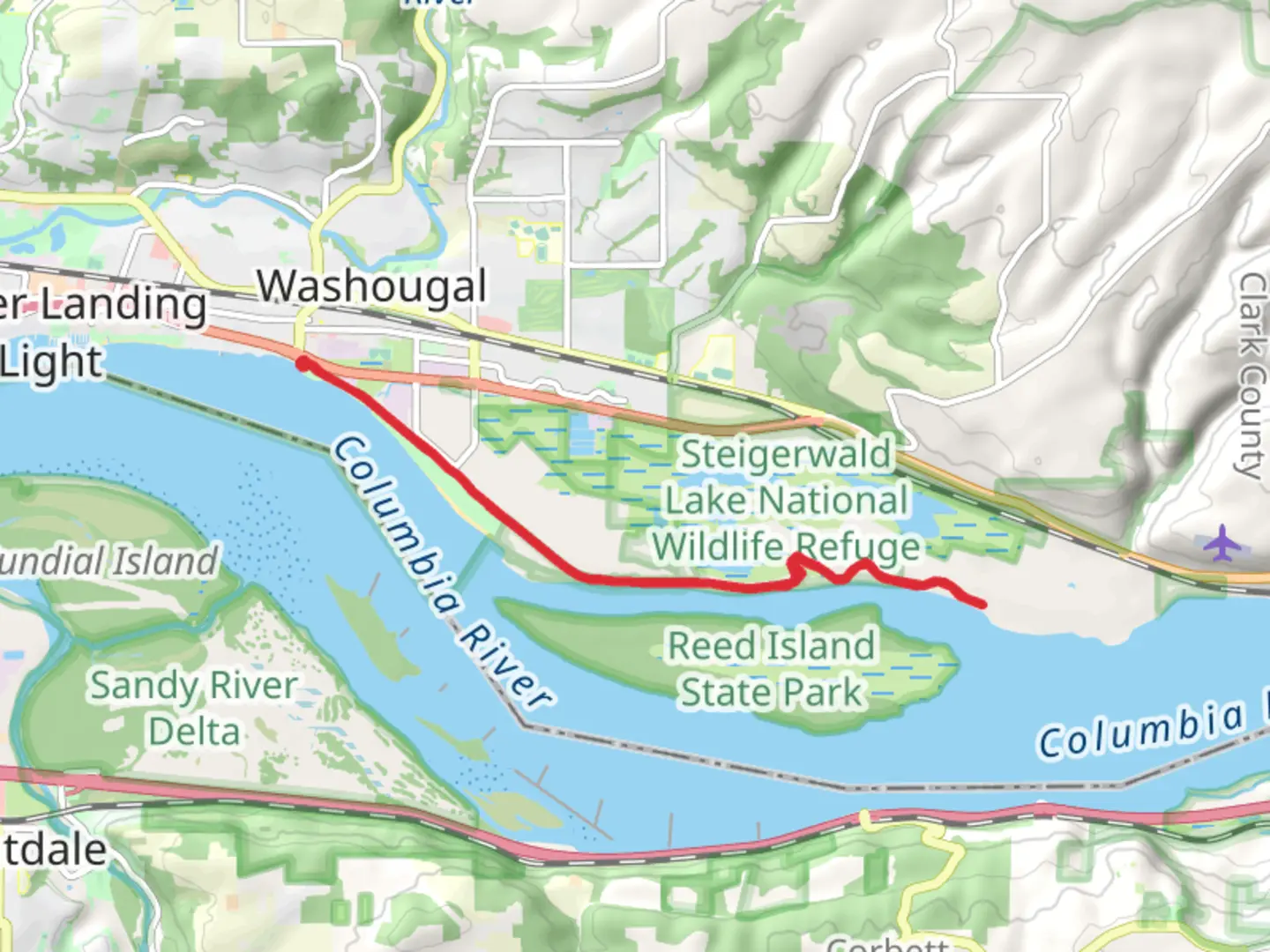 An image depicting the trail Lewis and Clark Discovery Greenway Trail - Steamboat Landing and its surrounding area.