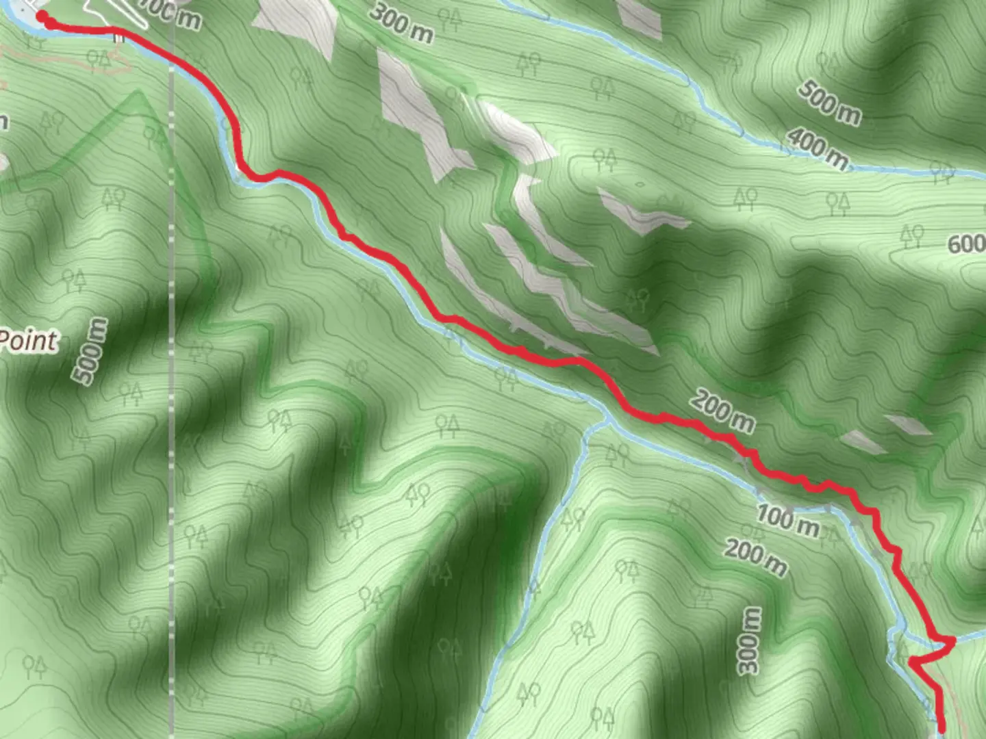 An image depicting the trail Lower Punchbowl Trail via Eagle Creek Trail and its surrounding area.
