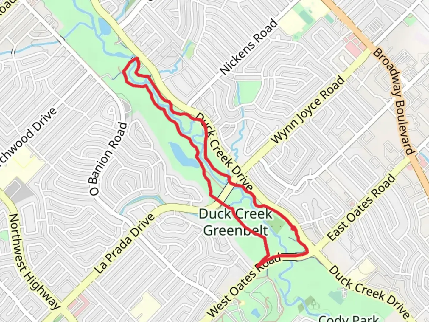 An image depicting the trail Gate Wood Park Loop via Duck Creek and its surrounding area.