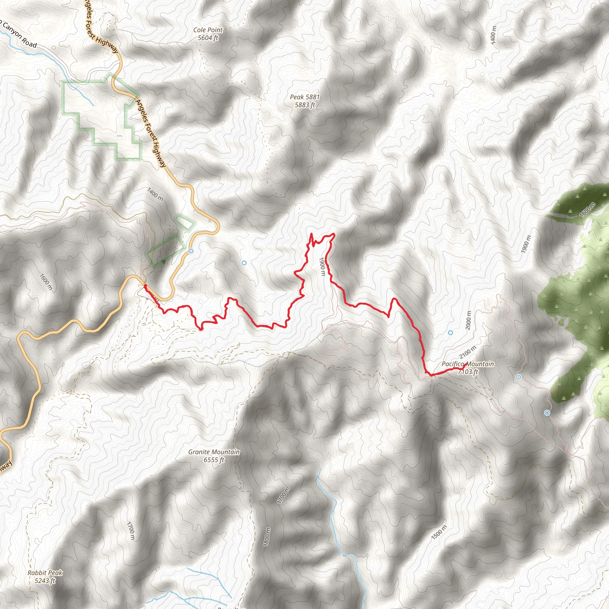Pacifico Mountain via Pacific Crest Trail mobile static map