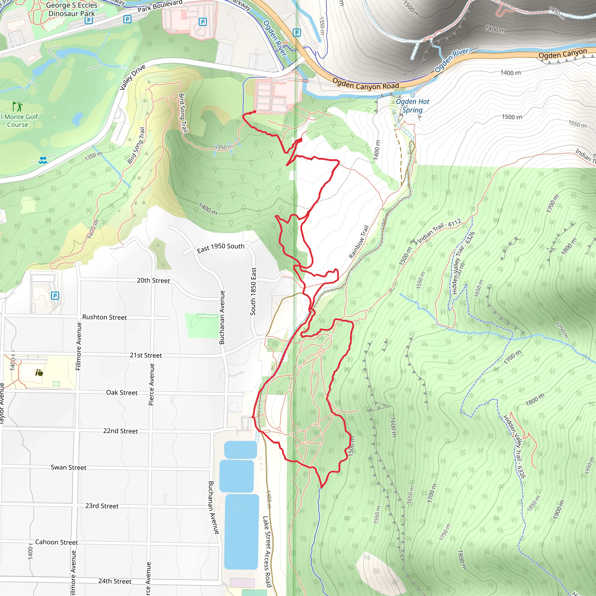 Bonneville Shoreline Trail and Indian Trail mobile static map