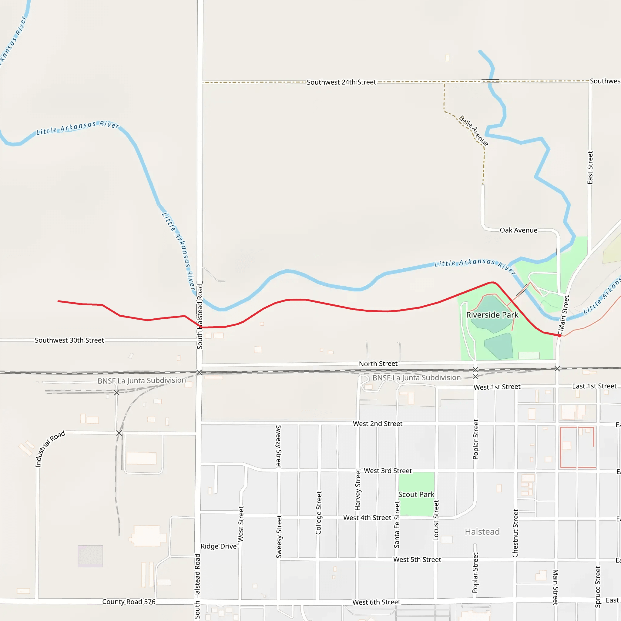 Walk along Little Arkansas River - Riverside Park mobile static map