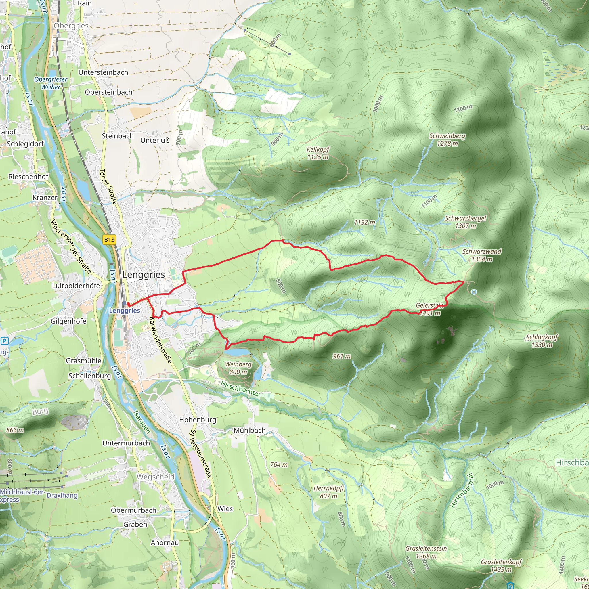 Geigerstein Peak Loop via Maximiliansweg - Lenggries mobile static map