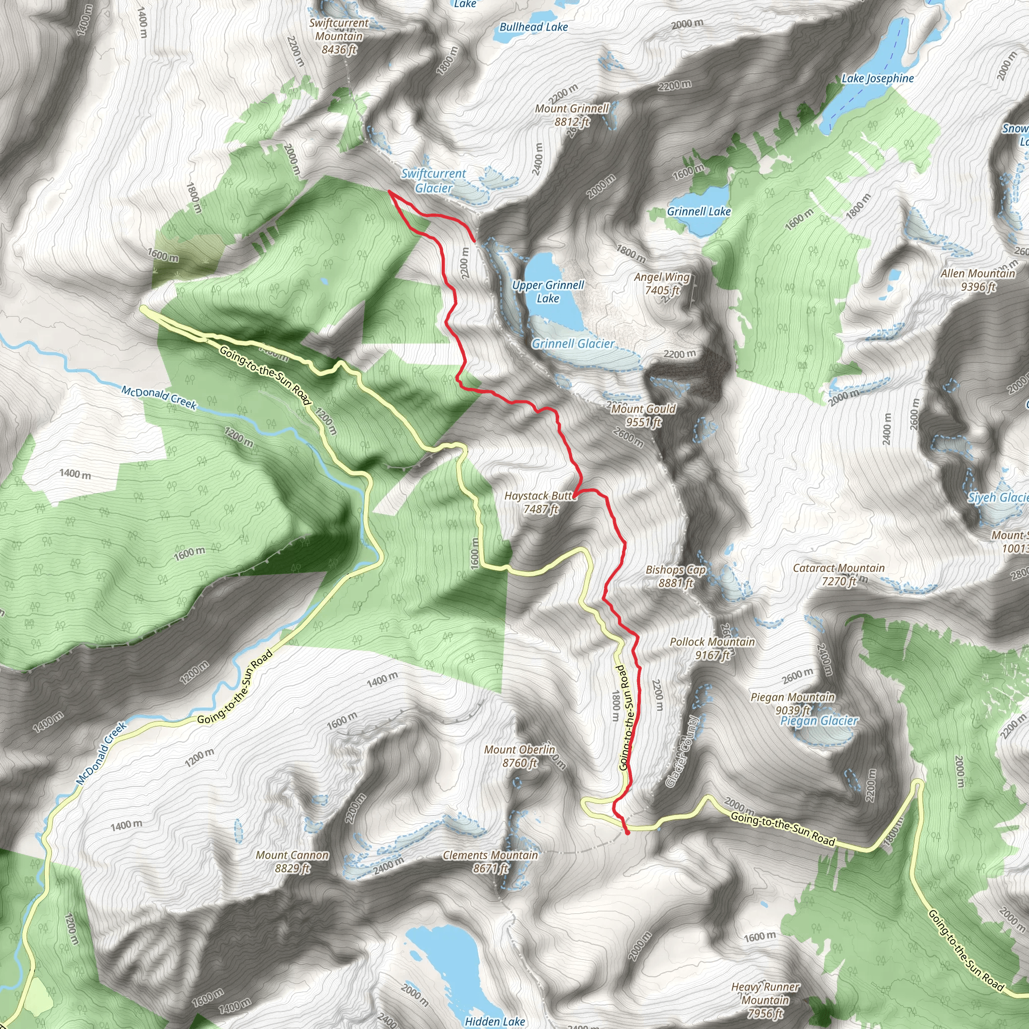Haystack Pass and Garden Wall Trail via Highline Trail mobile static map