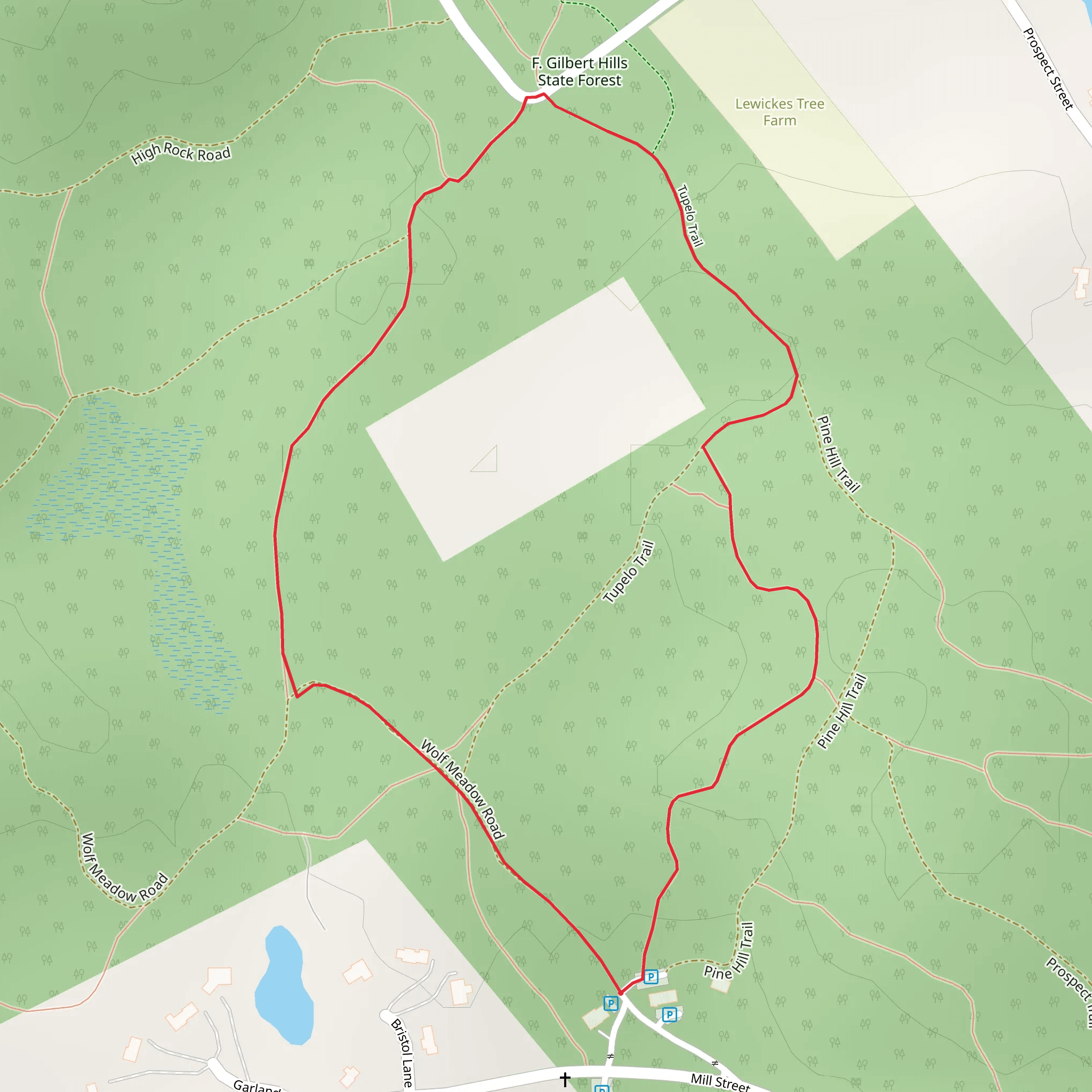 F Gilbert Hills State Forest - Tupelo Trail mobile static map