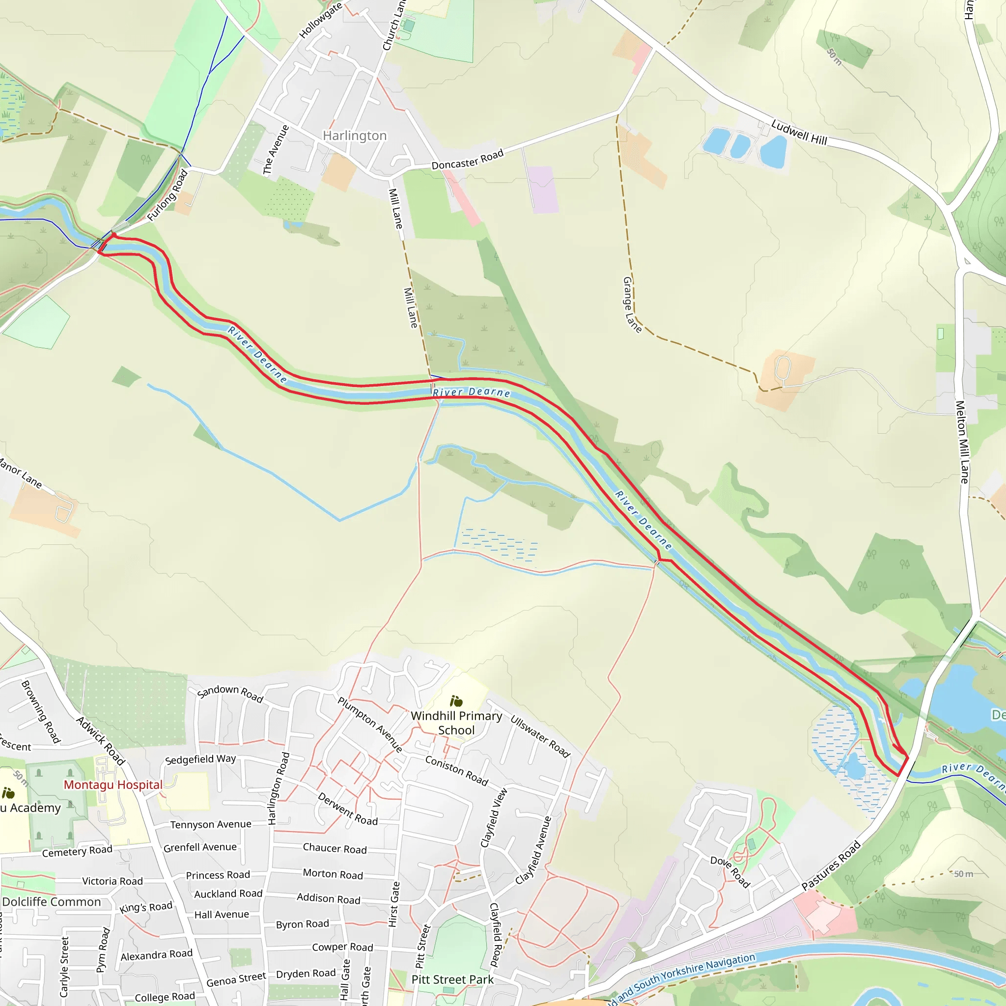 River Dearne Loop - Harlington mobile static map