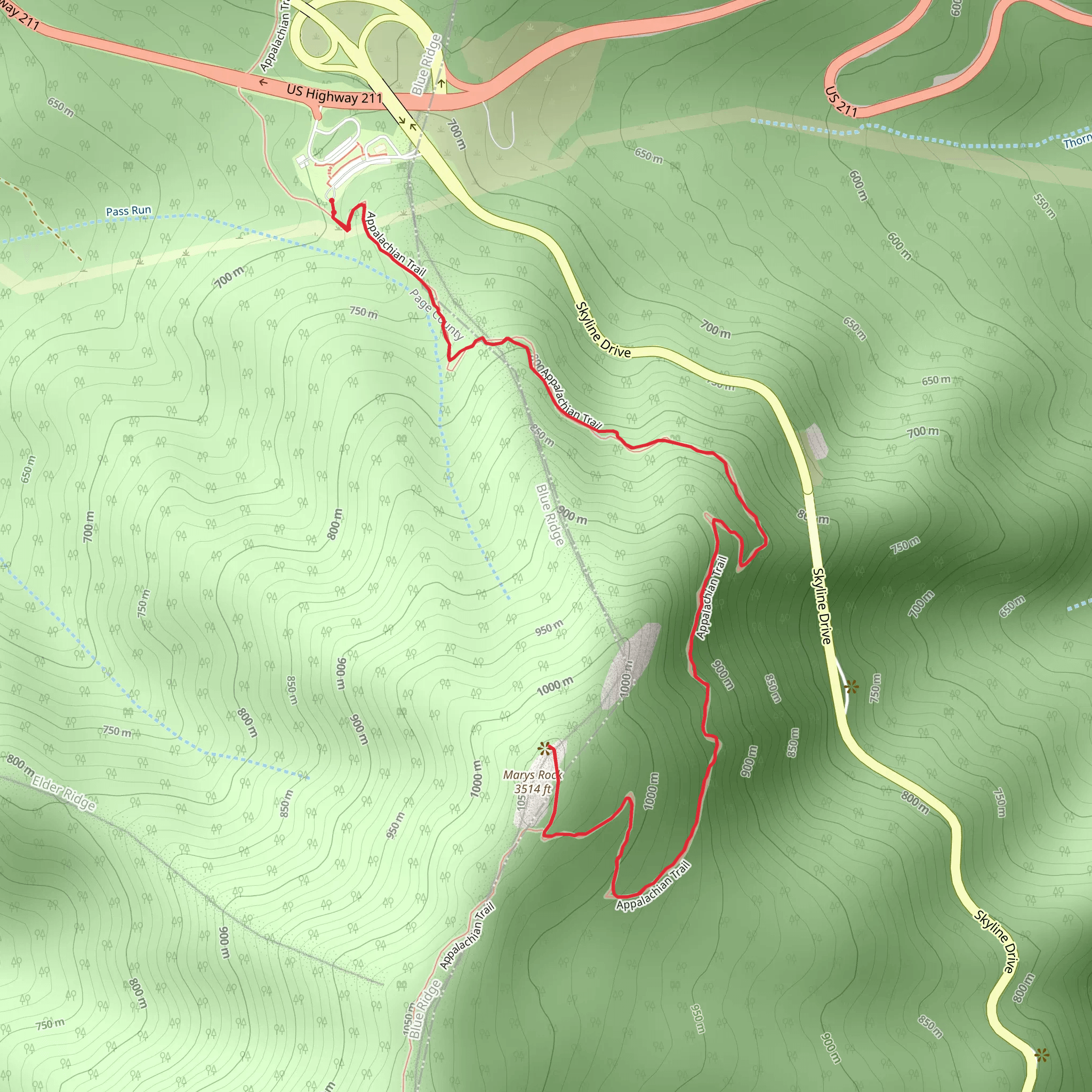 Marys Rock via Appalachian Trail mobile static map