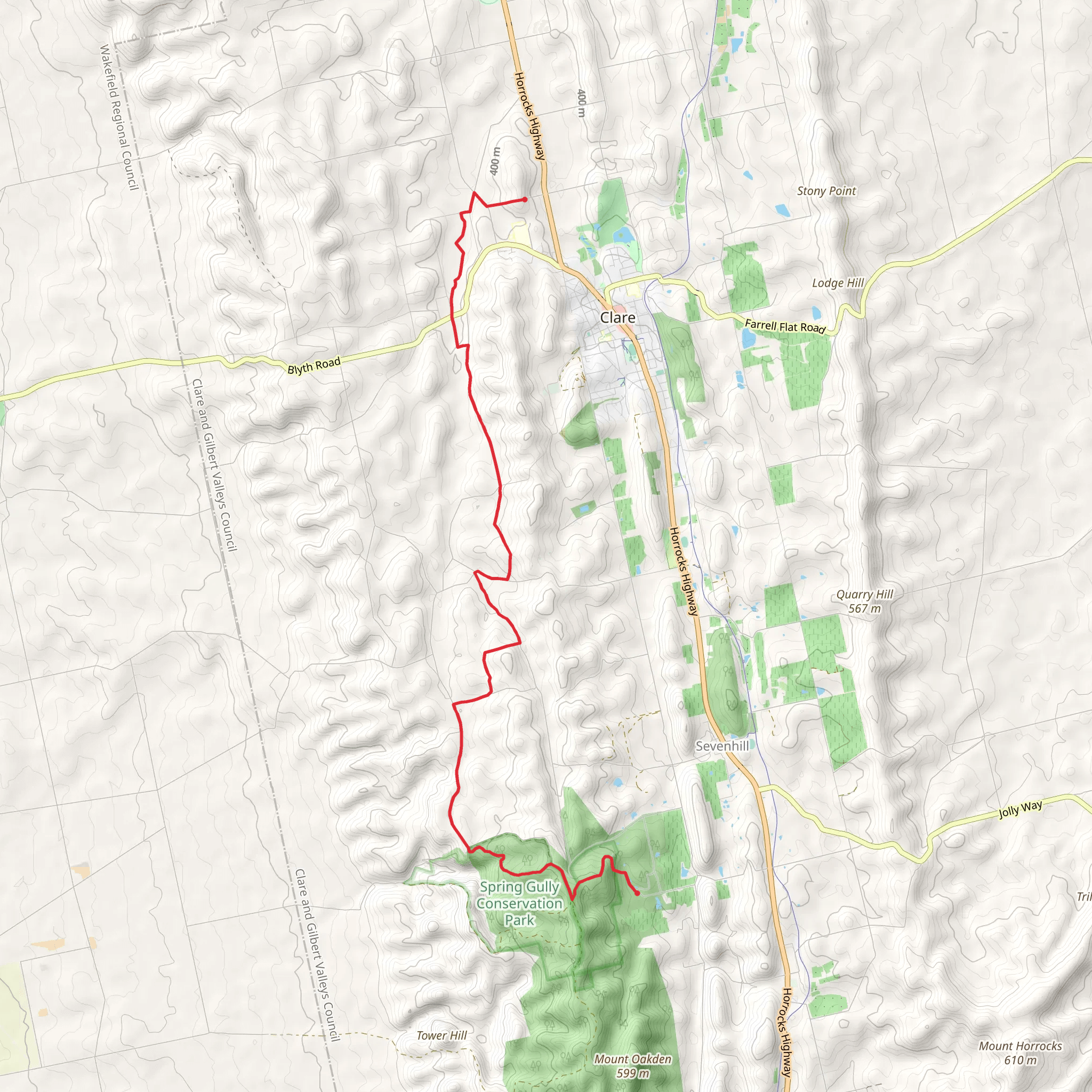 Clare Valley Wine and Wilderness Trail mobile static map