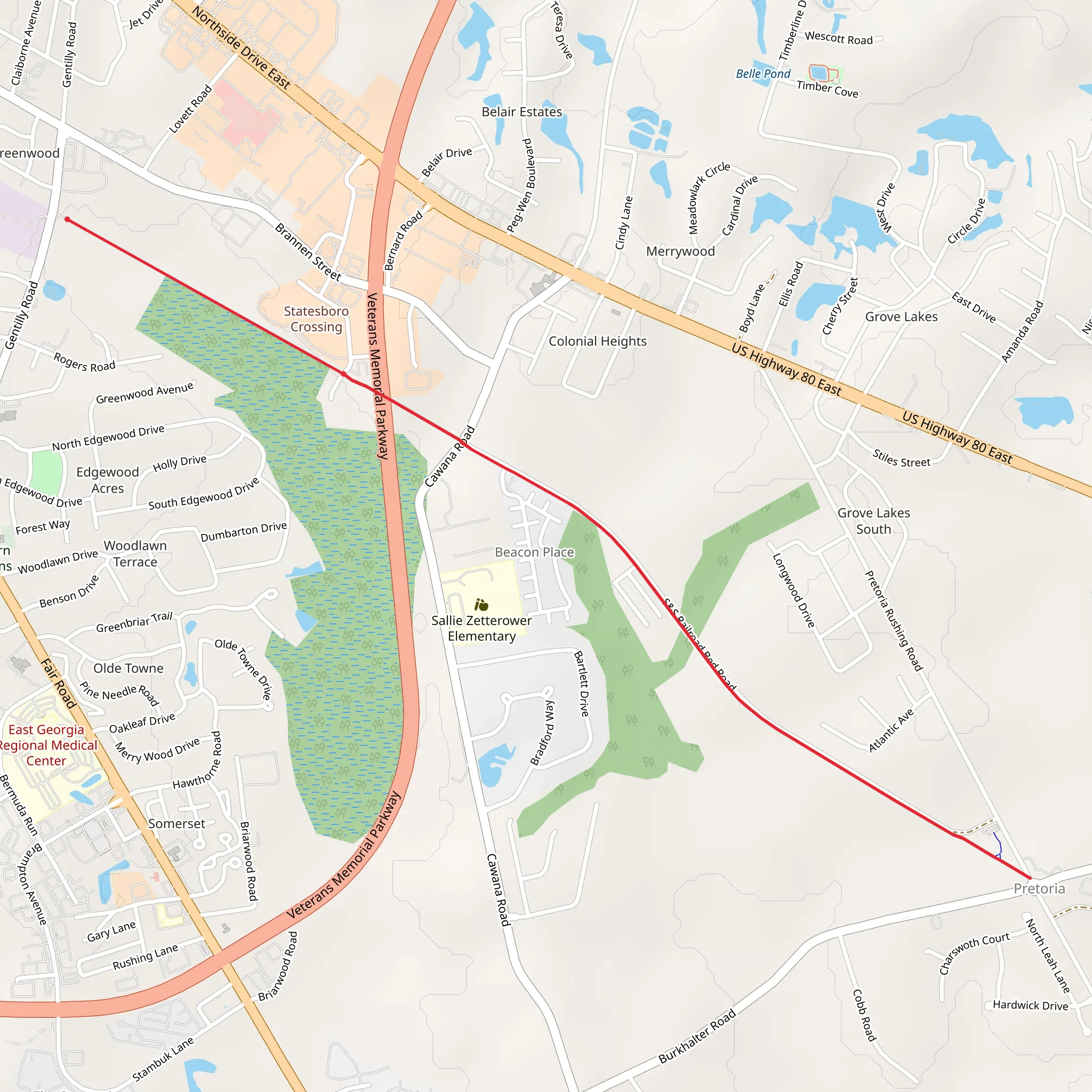 S and S Railroad Bed Greenway mobile static map