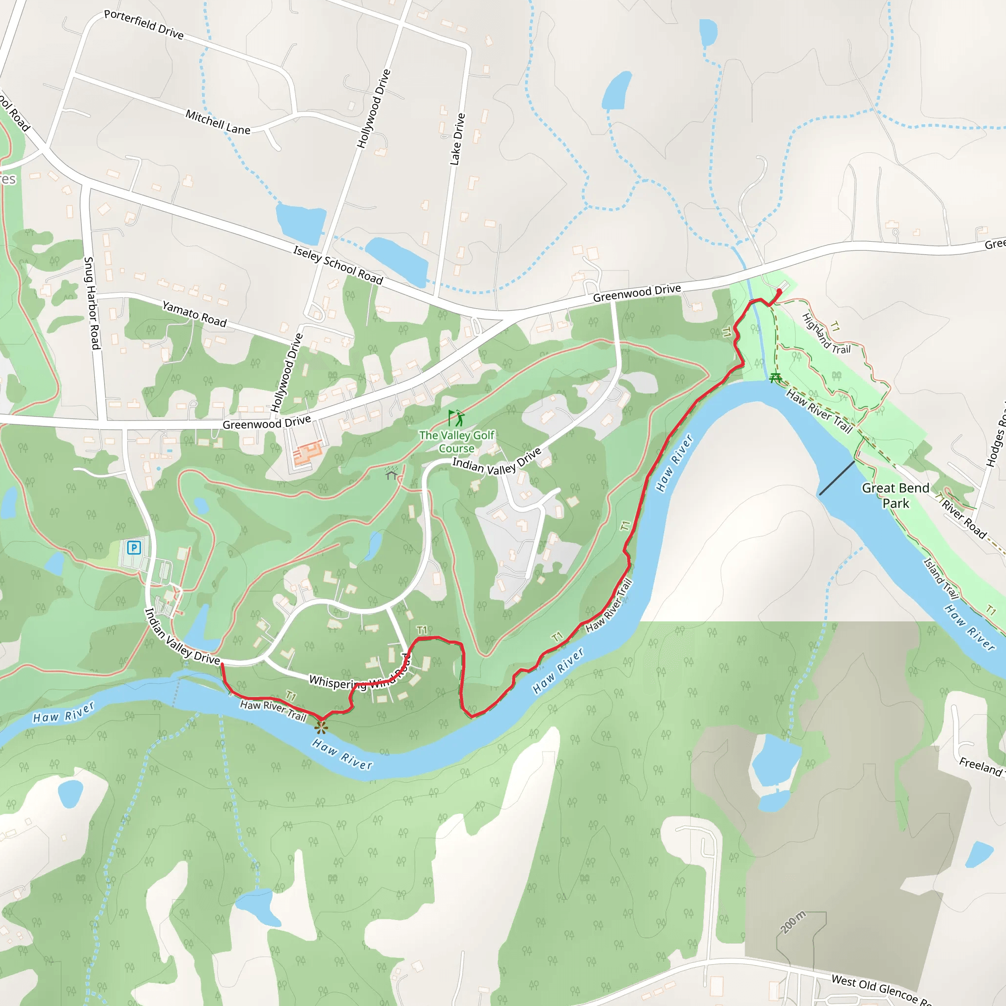 Haw River Trail from Great Bend Park mobile static map