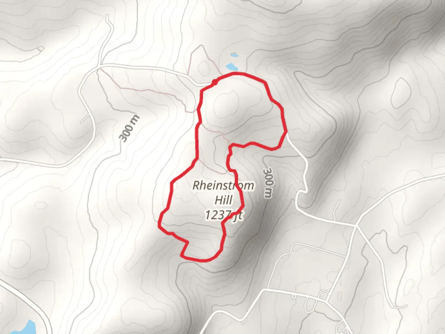 An image depicting the trail Rheinstrom Hill from Cambridge Road and its surrounding area.