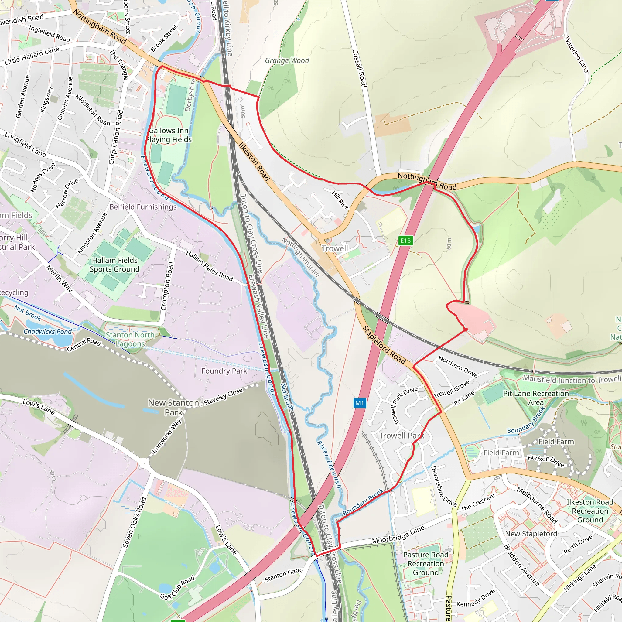 Stapleford - Erewash Valley Trail mobile static map