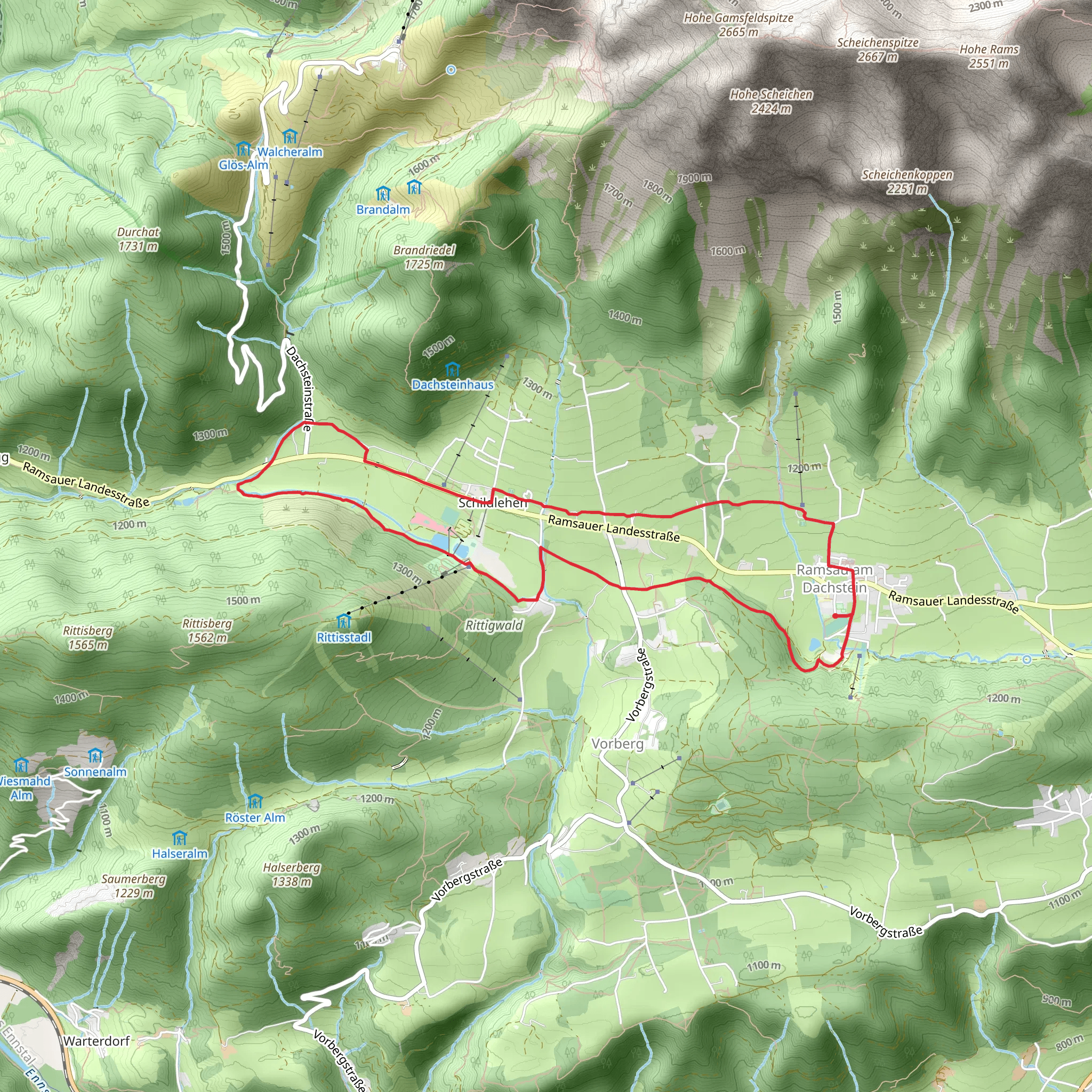 Panoramaweg am Ramsauer Hochplaetau mobile static map