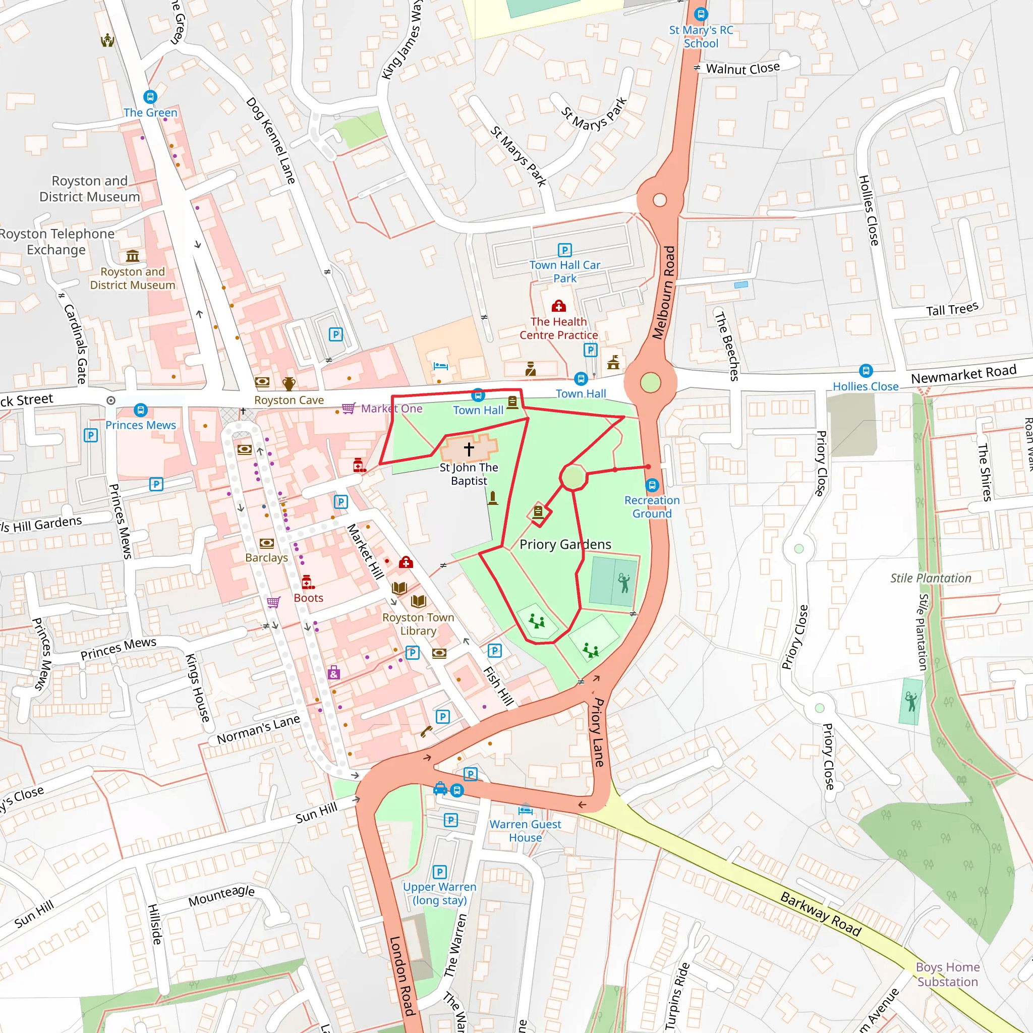 Priory Memorial Gardens Loop mobile static map