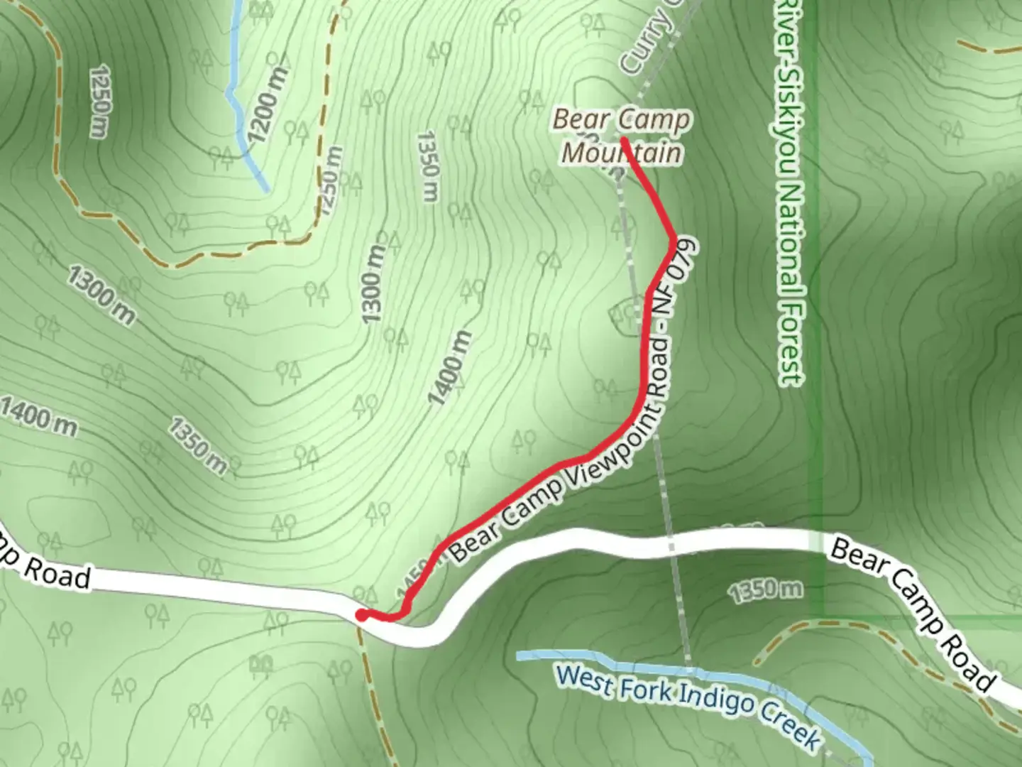 An image depicting the trail Bear Camp Mountain and its surrounding area.