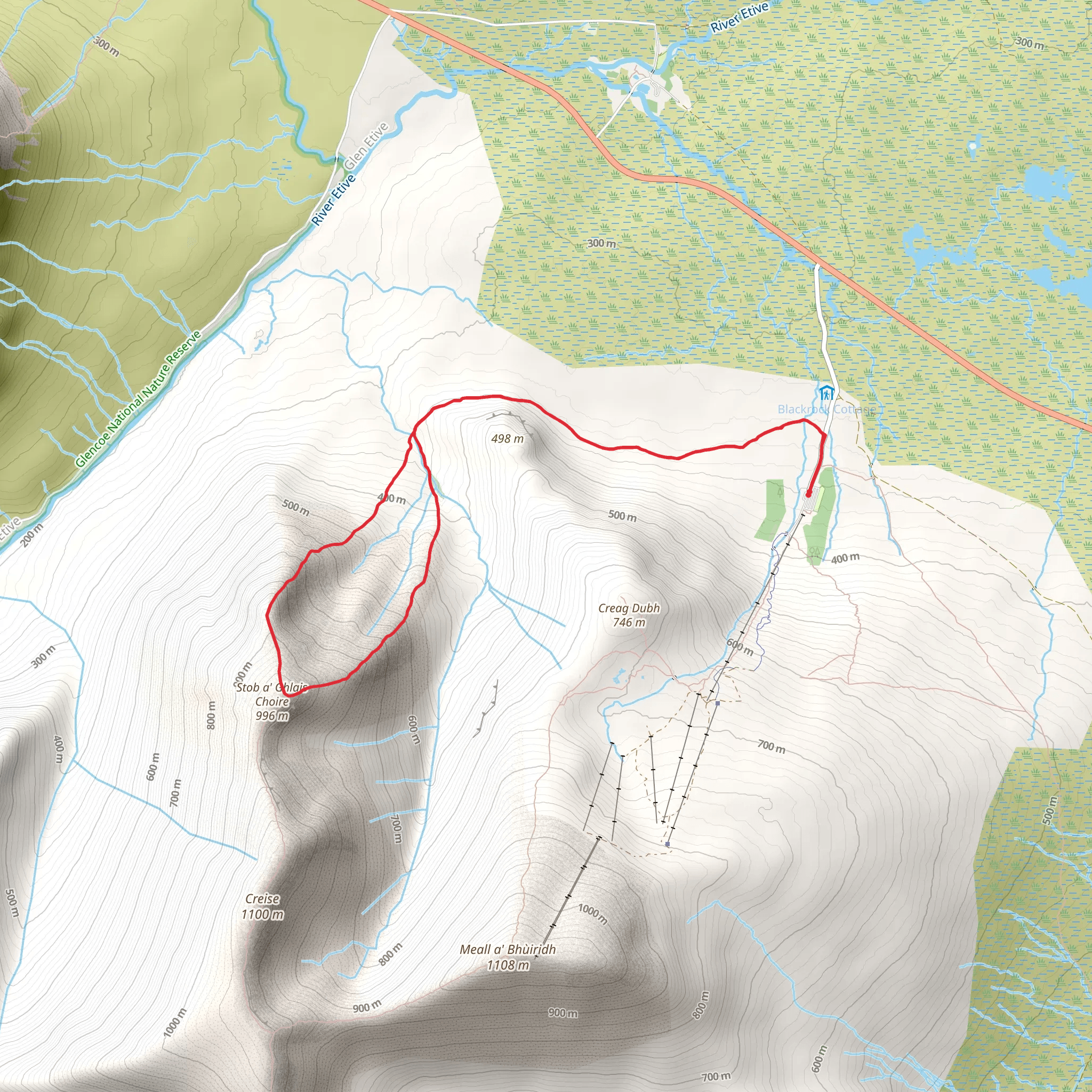 Sron na Creise and Inglis Clark Ridge Loop mobile static map