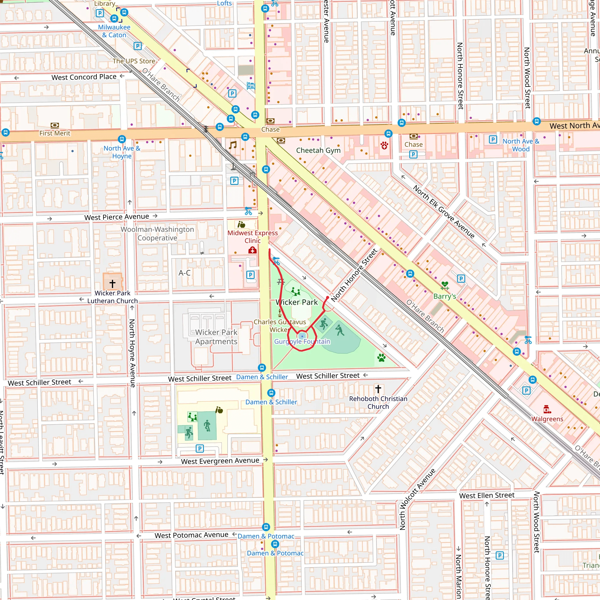 Gurgoyle Fountain Loop mobile static map