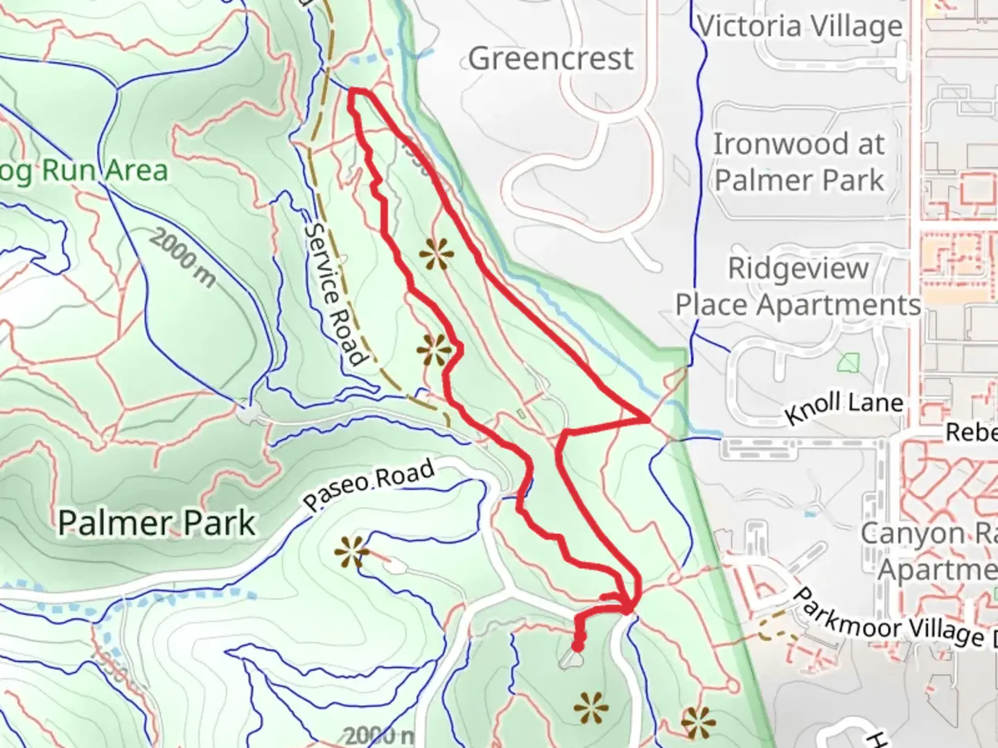 An image depicting the trail Little Moab, Greencrest and Youth Camp Loop Trail and its surrounding area.
