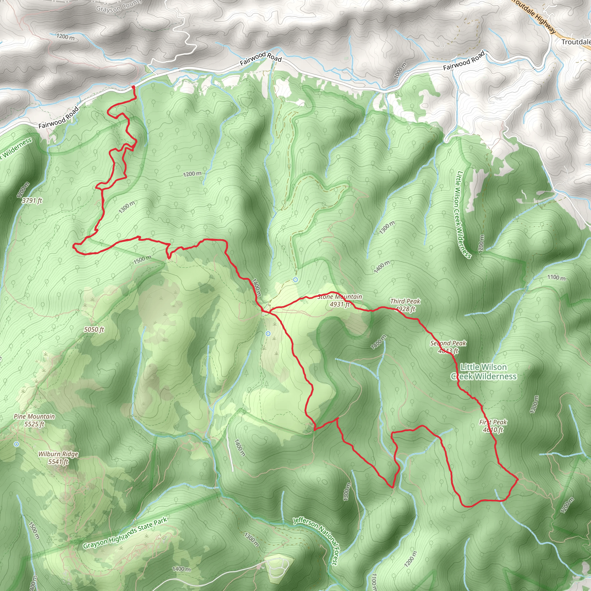 First, Second and Third Peak Loop via Appalachian Trail mobile static map