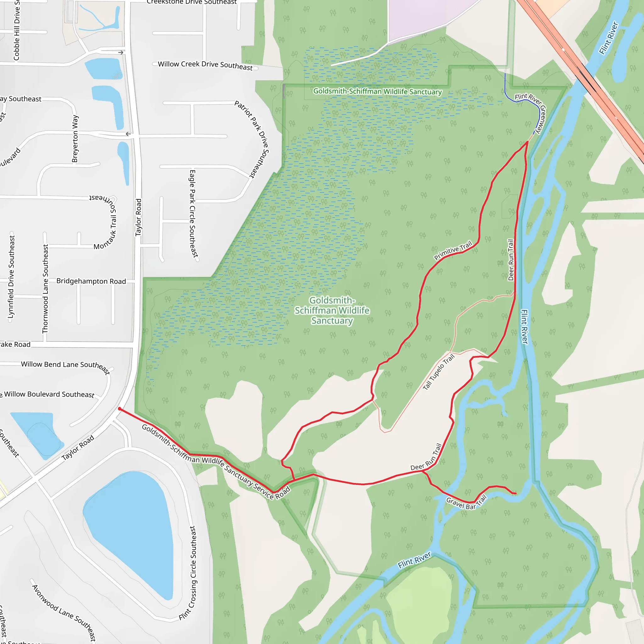 Gravel Bar, Deer Run and Primitive Loop Trail mobile static map