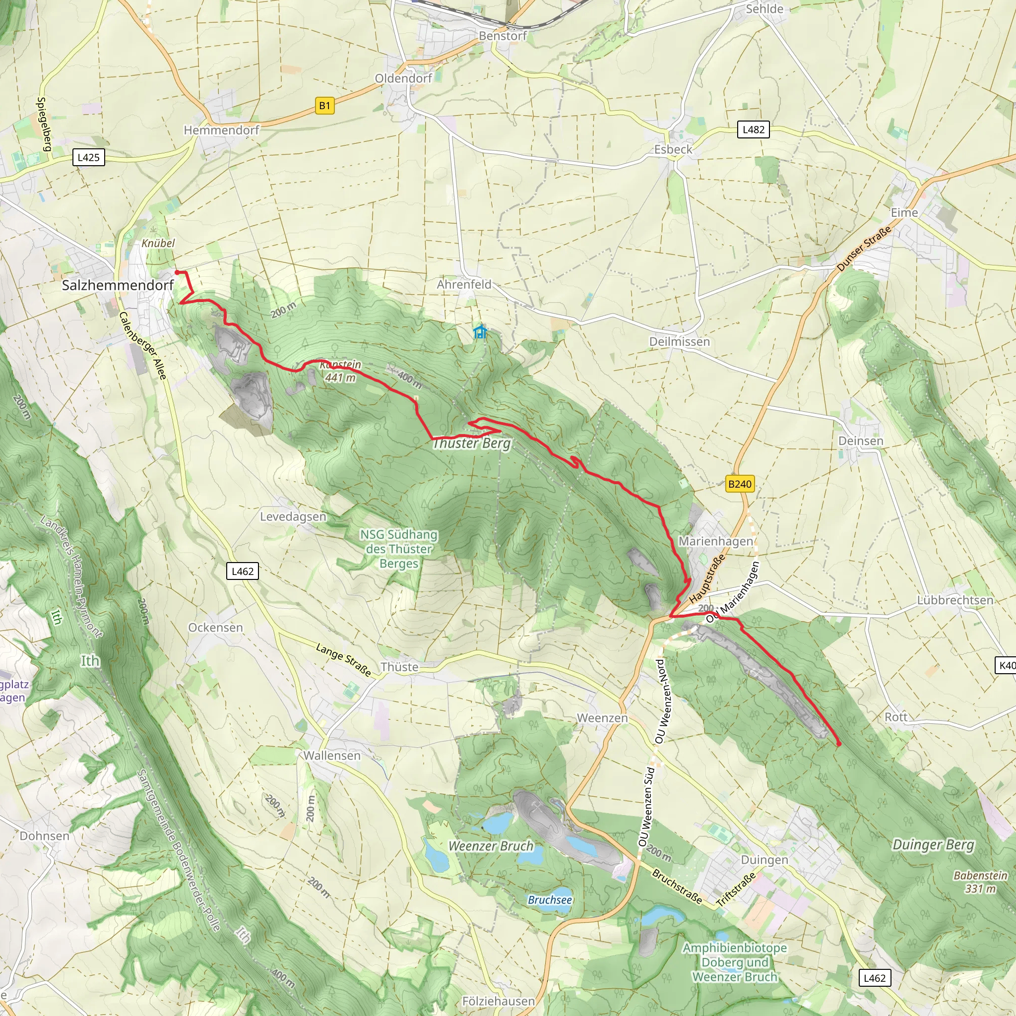 Rot to Salzhemmendorf via Ith-Hils Wanderweg mobile static map