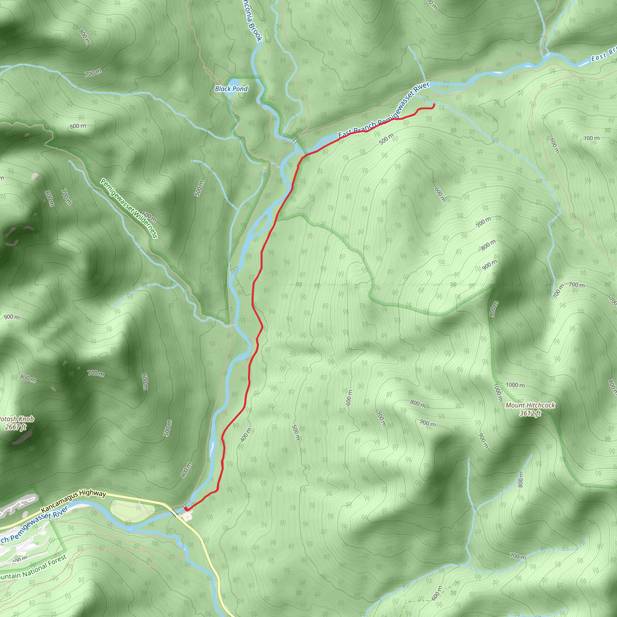 East Branch Pemigewasset River via Pemi East Side Trail mobile static map