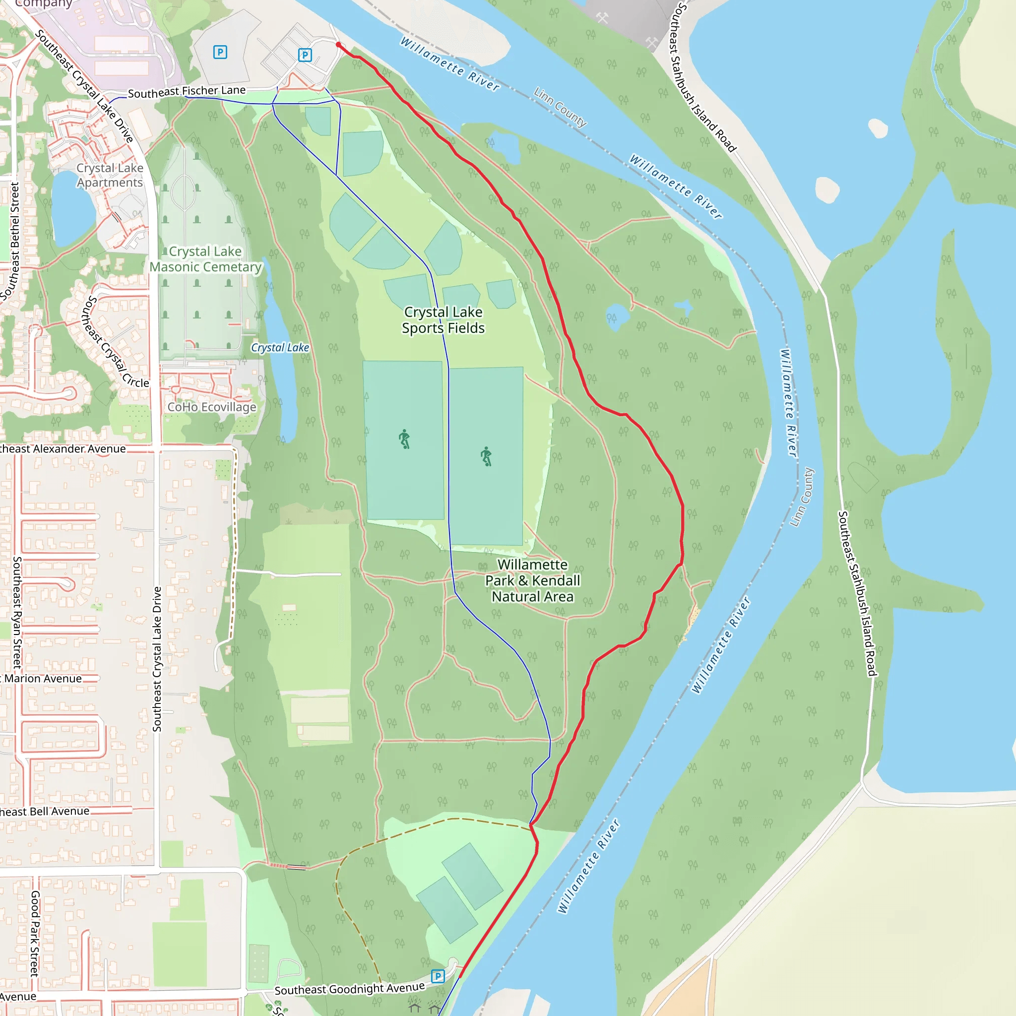 Willamette Park and Kendall Natural Area Walk mobile static map