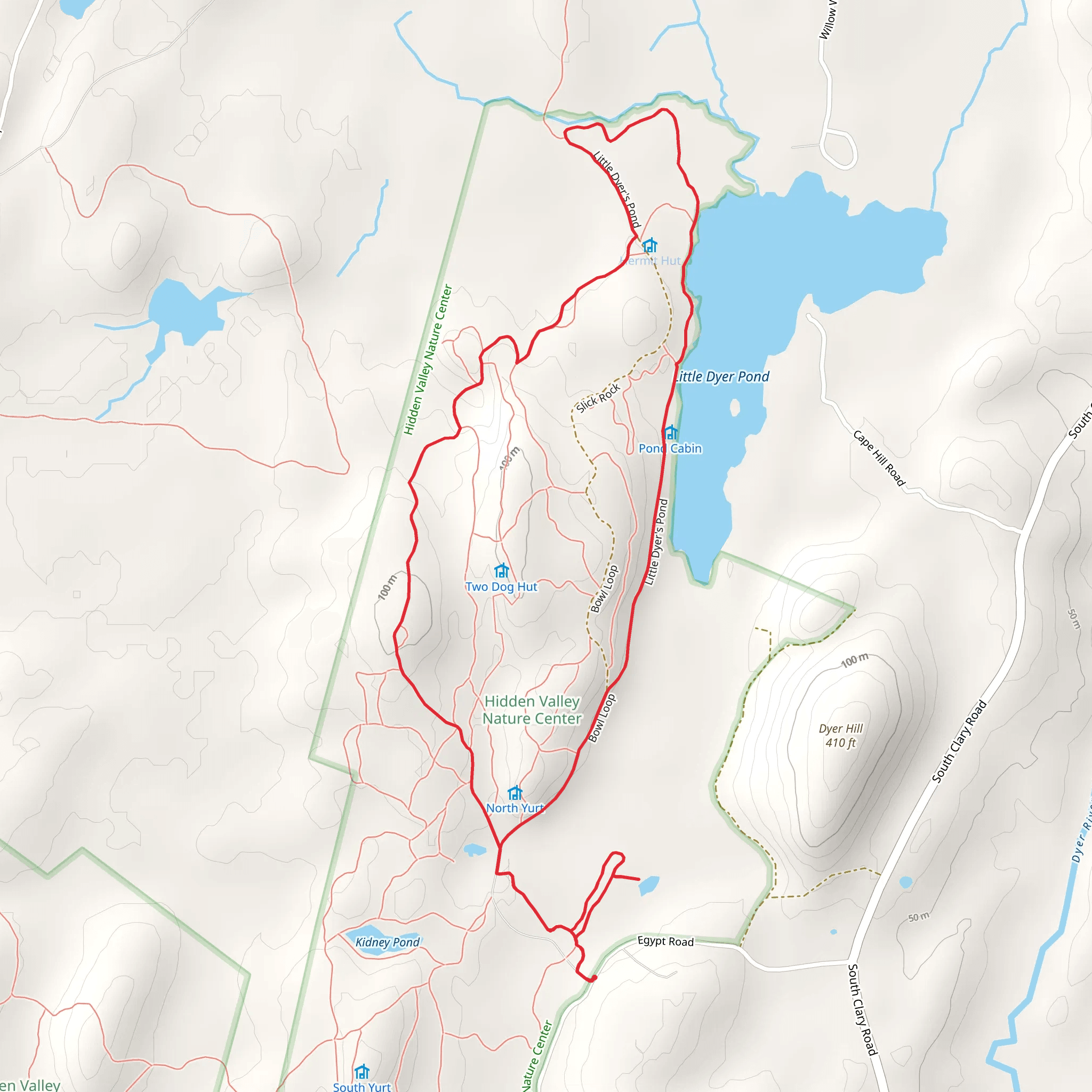 Little Dyer Pond and Hermit Thrush Loop Trail mobile static map