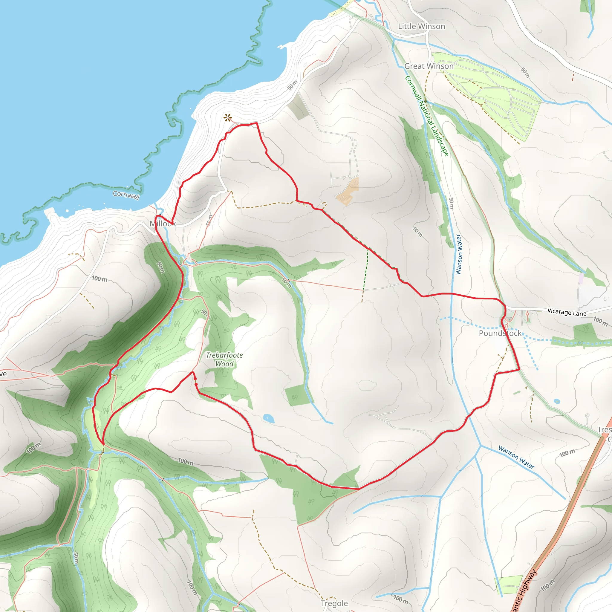 Trebarfoote Wood Loop mobile static map