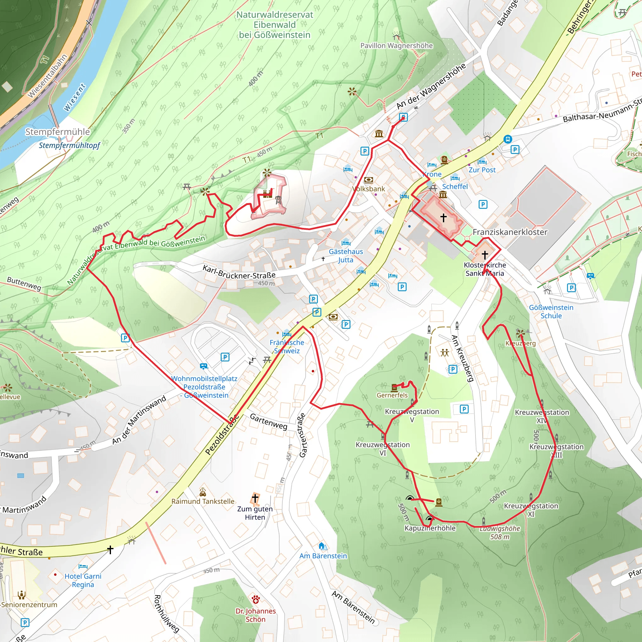 Kreuzberg and Gernerfels via Felsensteig mobile static map
