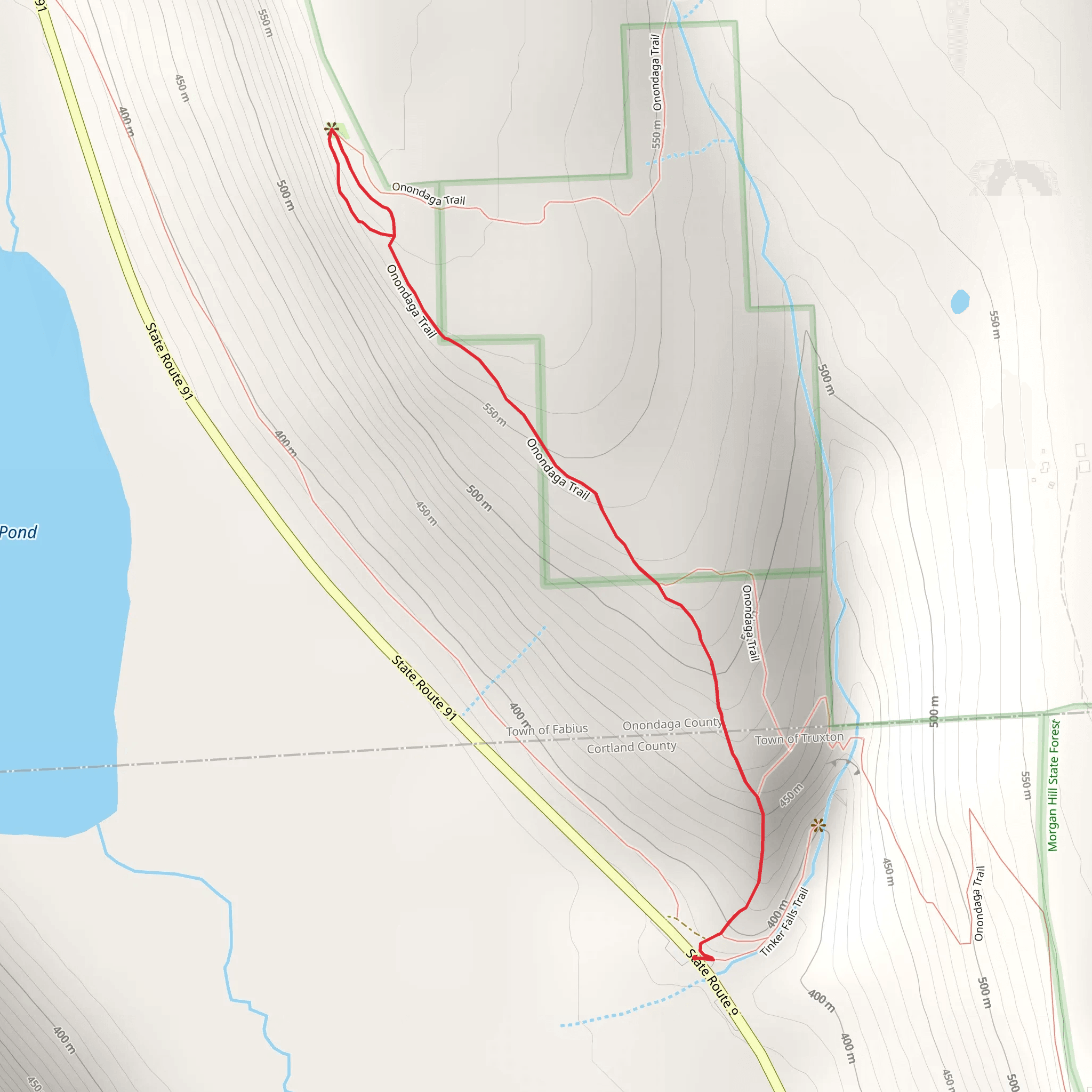 Jones Hill via Onondaga and Skyline Trail mobile static map