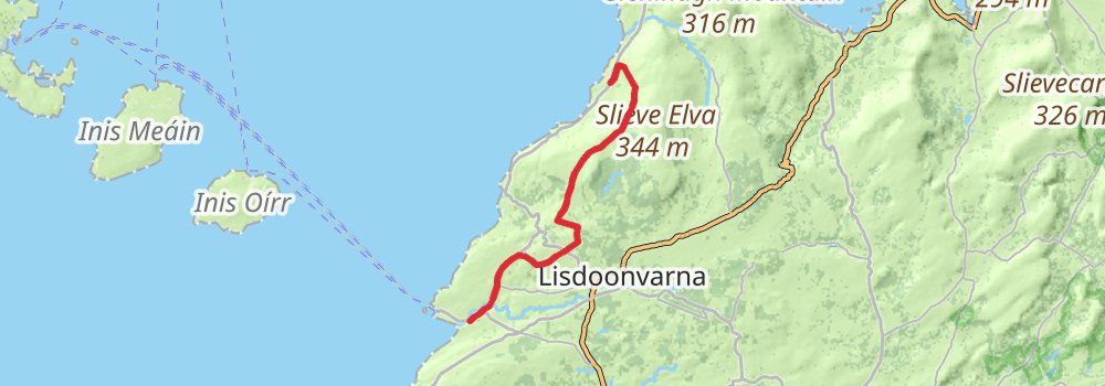 Burren Way and Cliffs of Moher 6-Day Challenging Tour (Hillwalk Tours) stage 2 Map