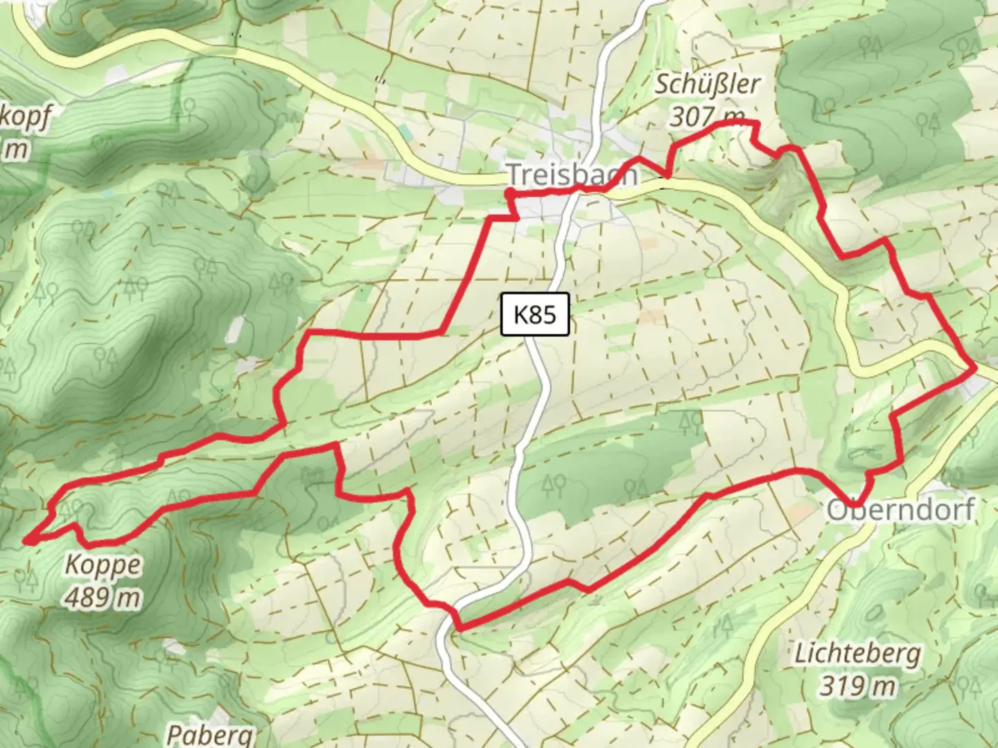An image depicting the trail Schuessler via Extratour Gisonenpfad and its surrounding area.