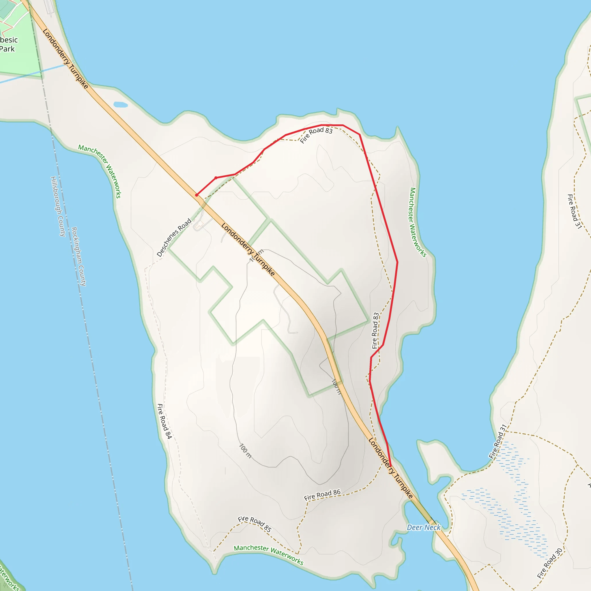 Londonderry Turnpike - Fire Road 83 Trail mobile static map