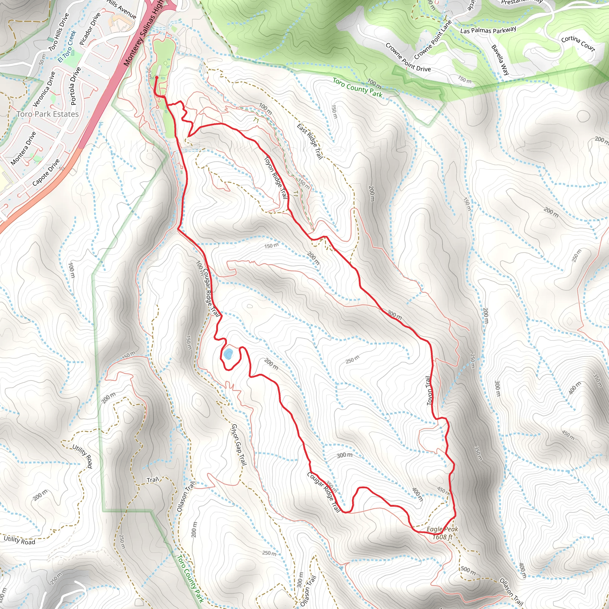 Toyon Ridge Loop Trail mobile static map