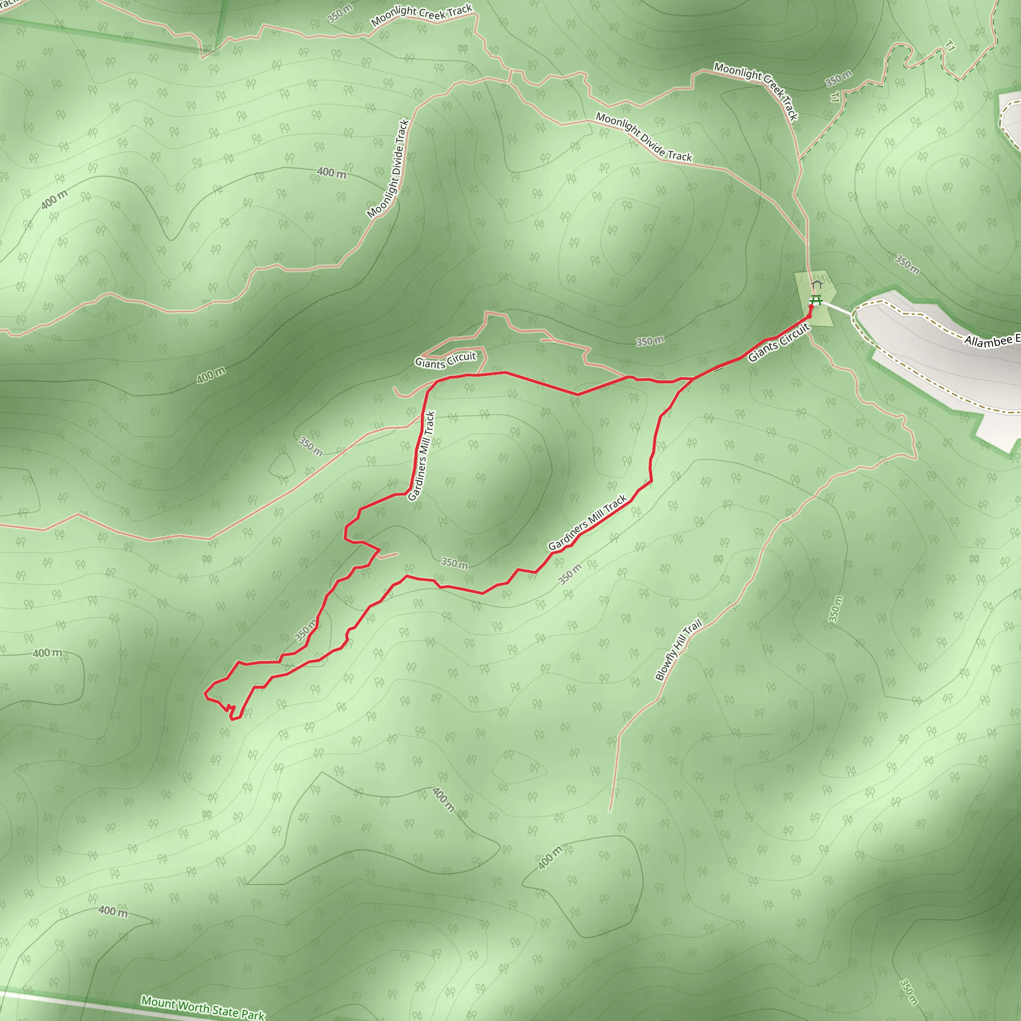 Mount Worth Gardiners Mill Trail mobile static map