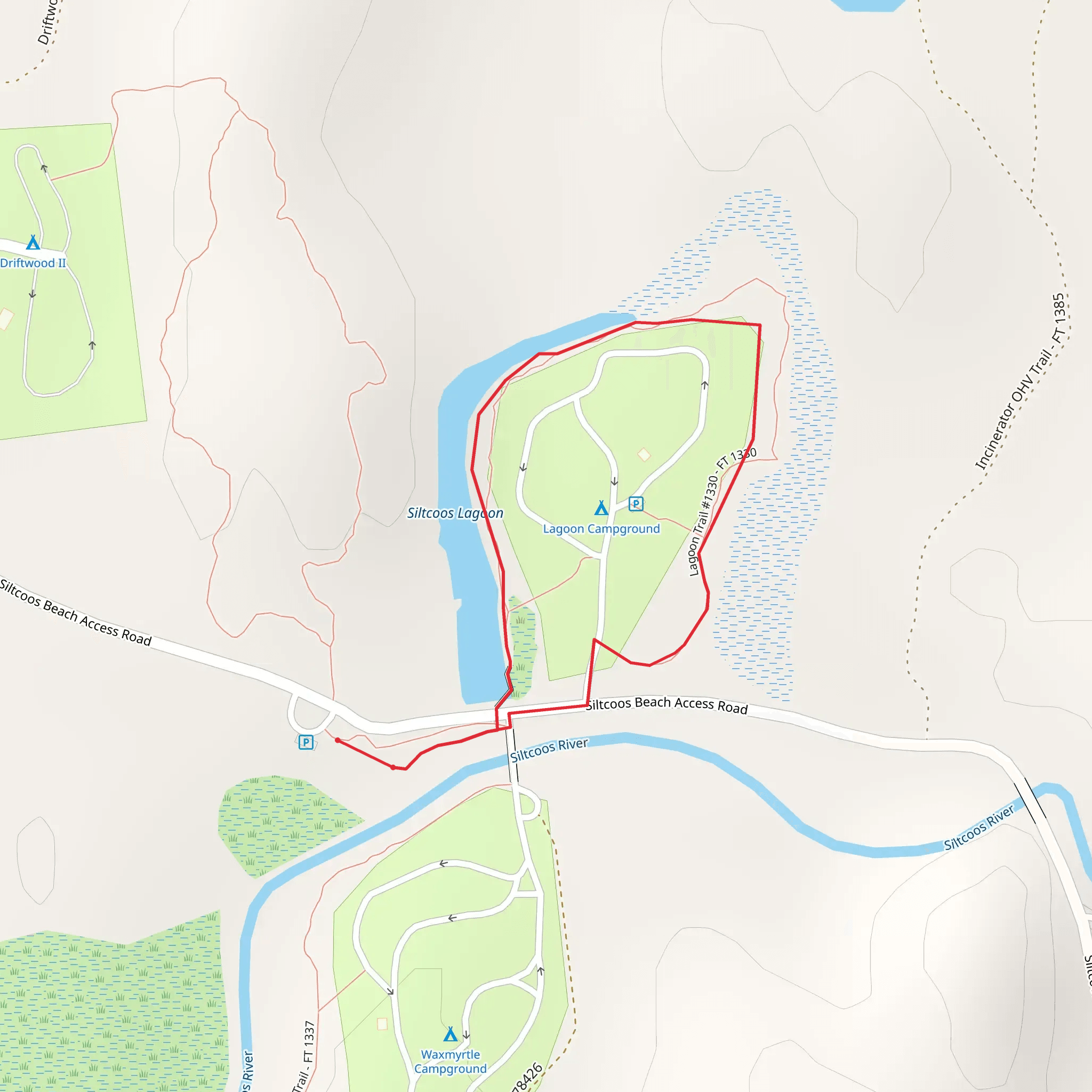 Siltcoos Lagoon Trail mobile static map