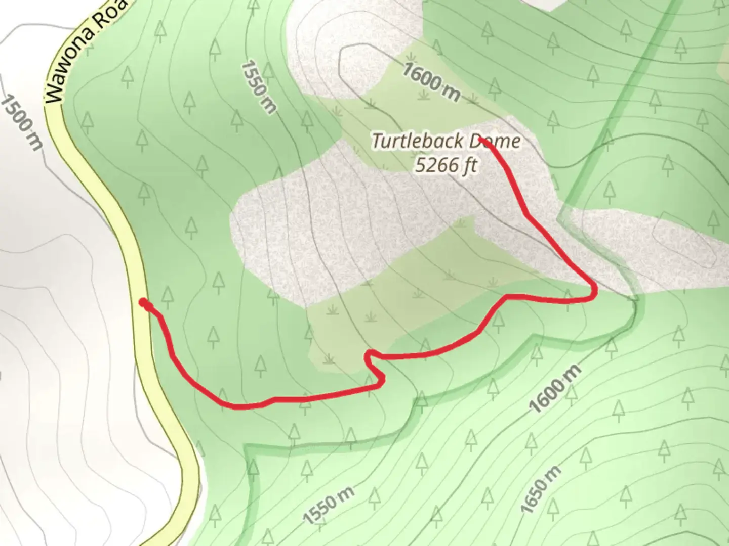 An image depicting the trail Turtleback Dome Trail and its surrounding area.