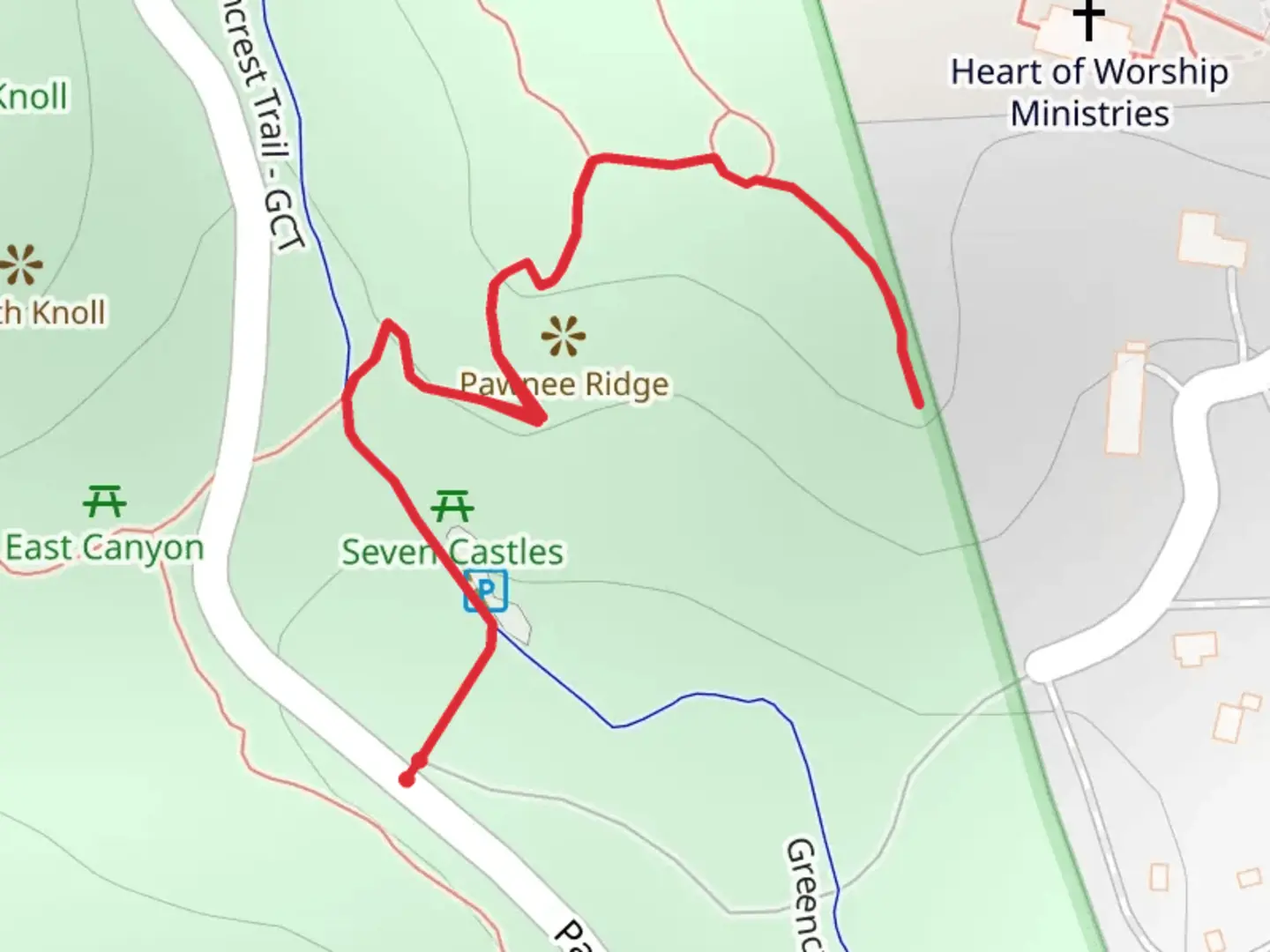 An image depicting the trail Pawnee Ridge Trail and its surrounding area.