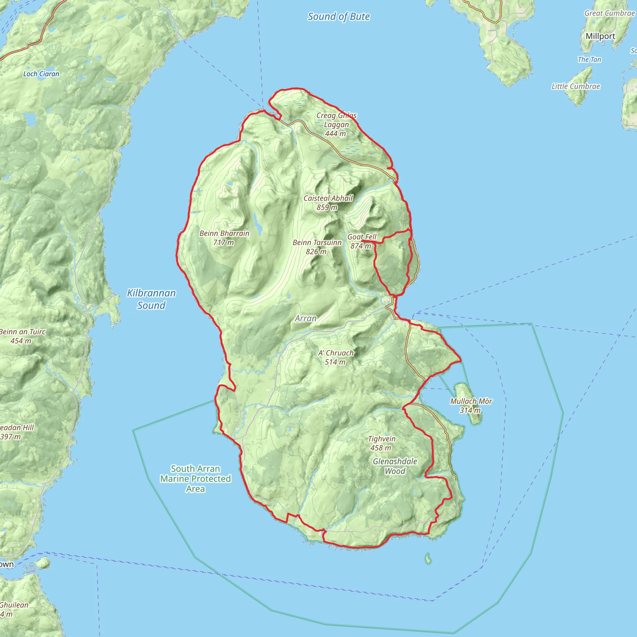 Arran Coastal Way mobile static map