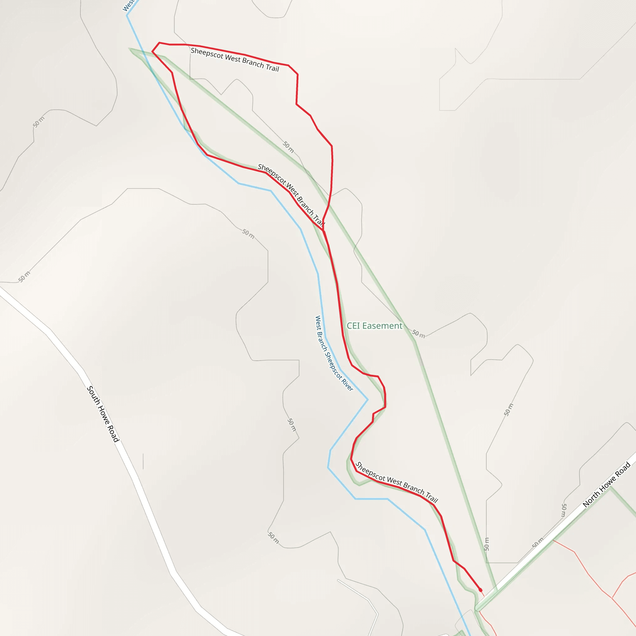 West Branch Sheepscot River Loop mobile static map