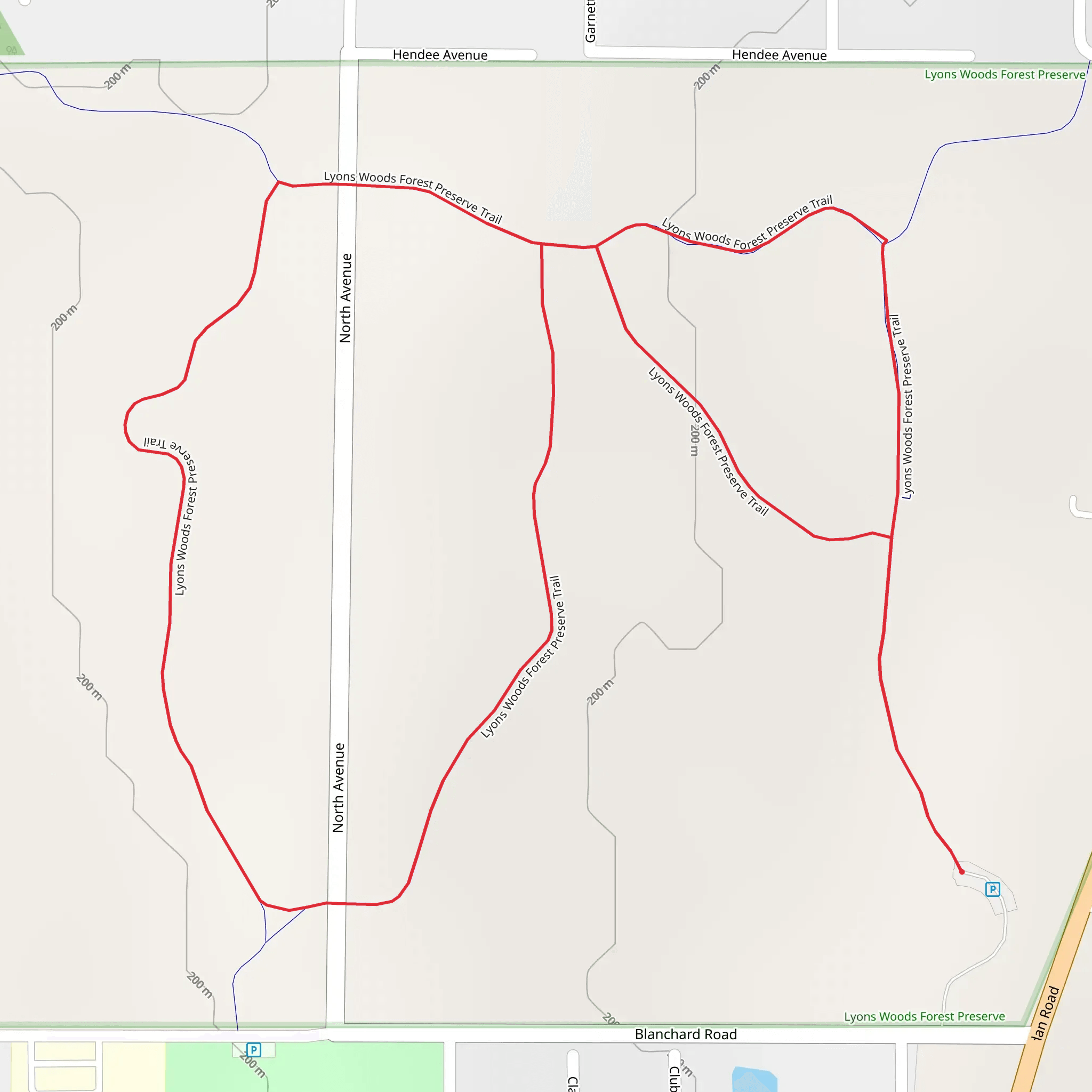 Lyons Woods Loop Trail mobile static map