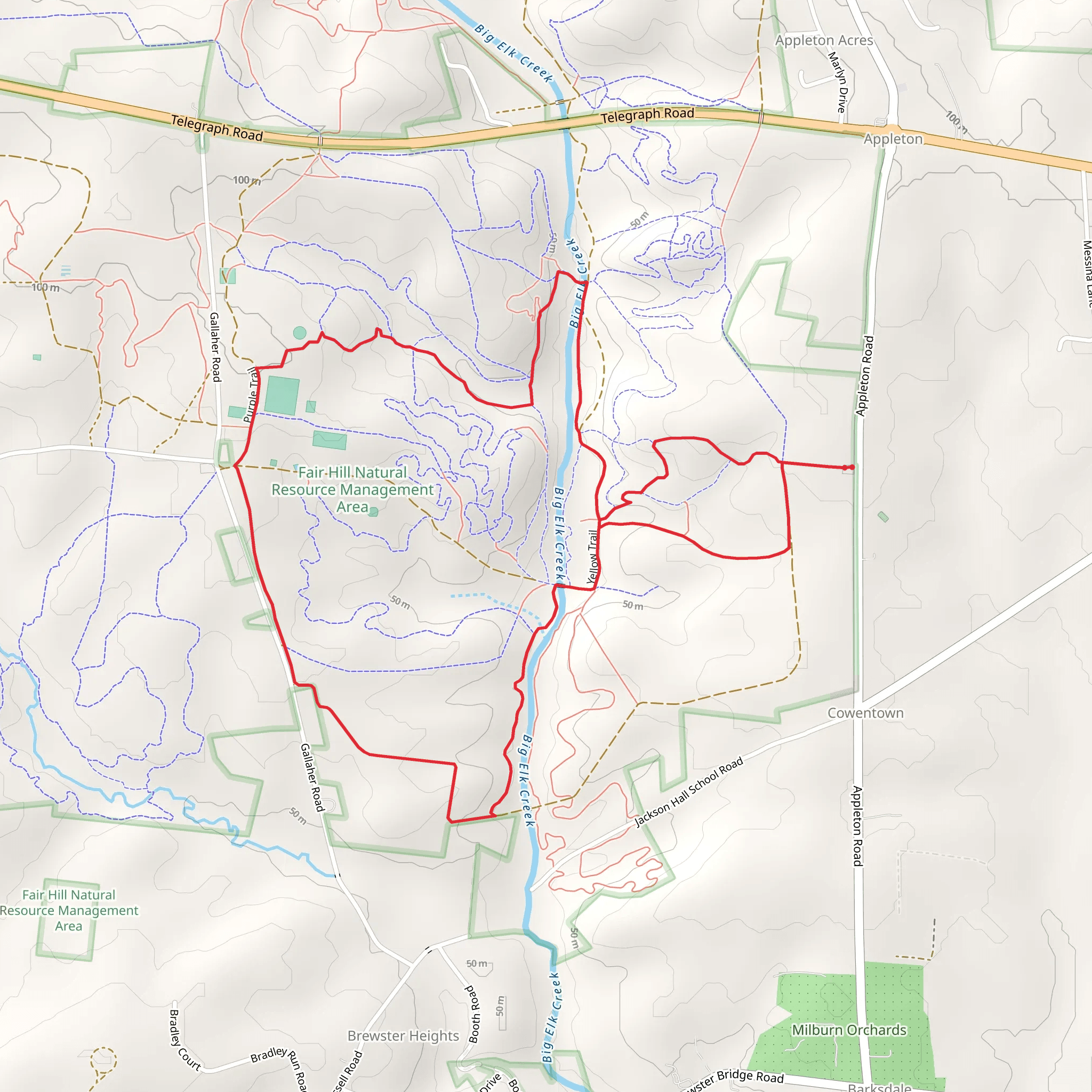 Big Elk Creek - Yellow Trail Loop mobile static map